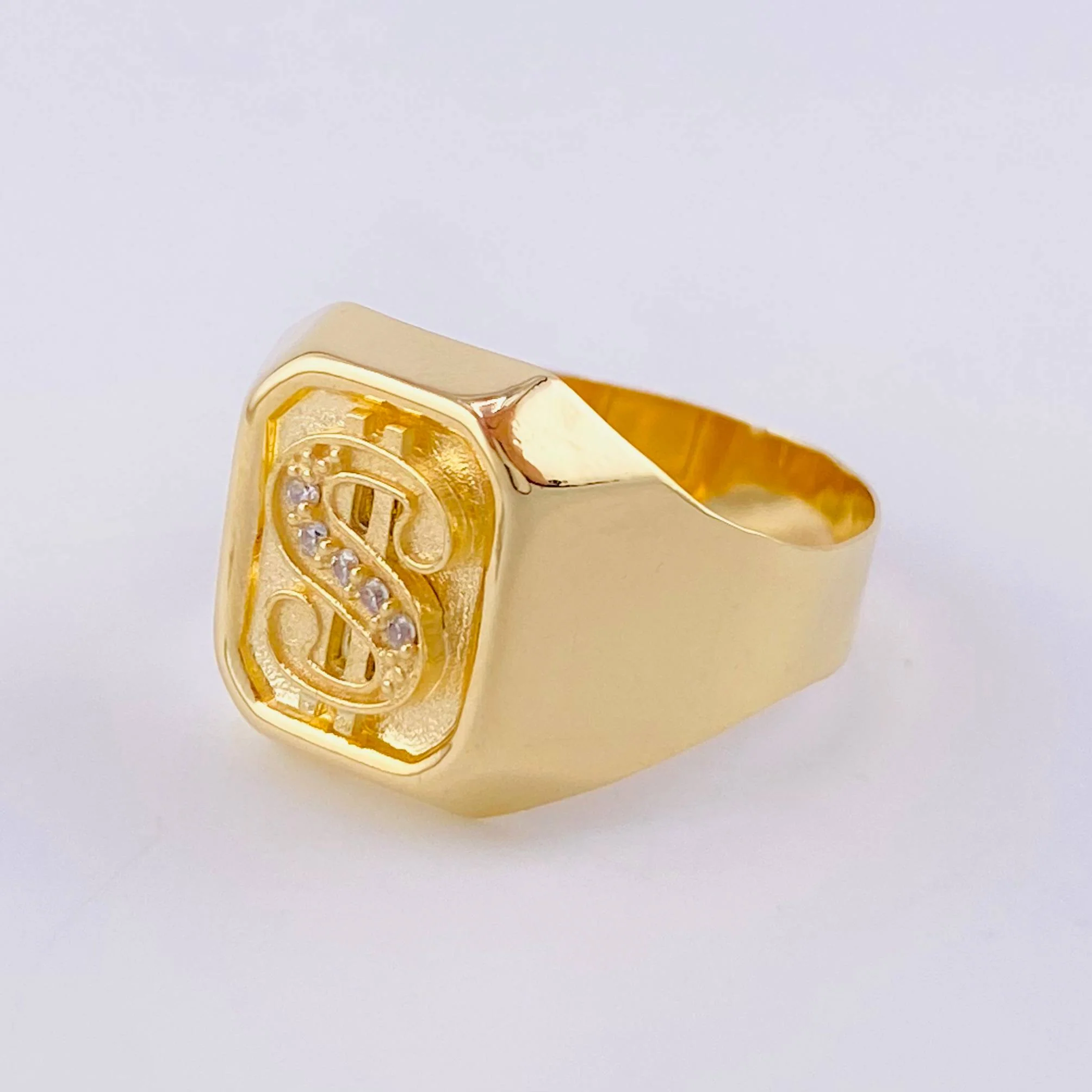 Anillo Sello Signo Pesos 3.95g / T10 3/4 Oro Amarillo 18K - Image 3