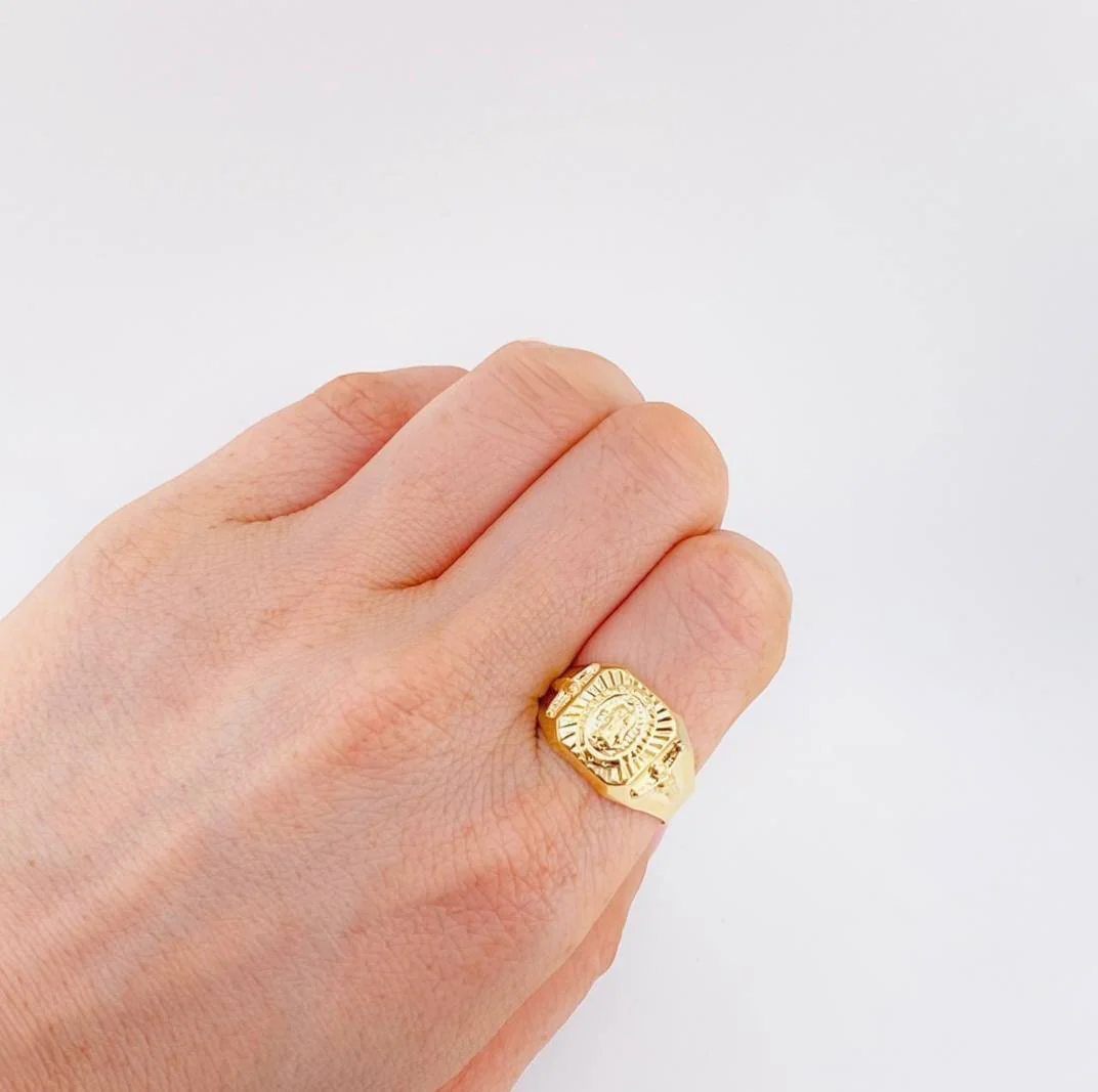 Anillo Sello Virgen De Guadalupe 3.05 g / T10 1/4 Oro Amarillo 18K - Image 4