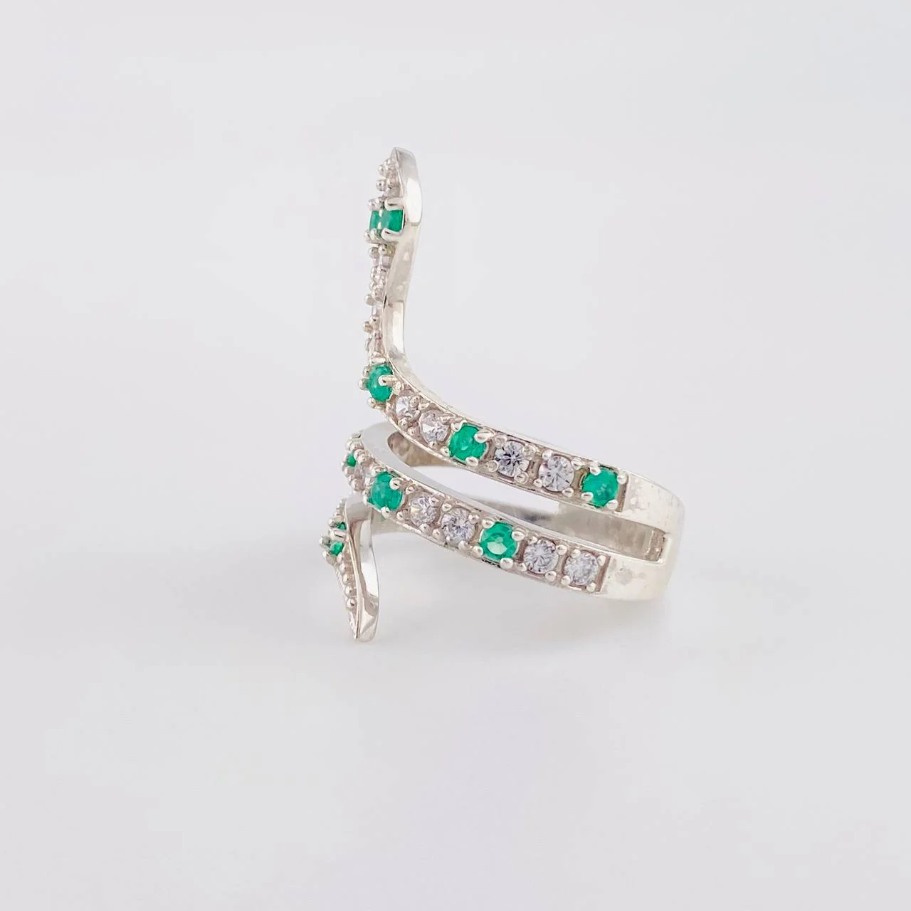 Anillo Serpiente Esmeraldas 0,43 Pts 5.55 g / T7 1/4 Plata 925 - Image 2