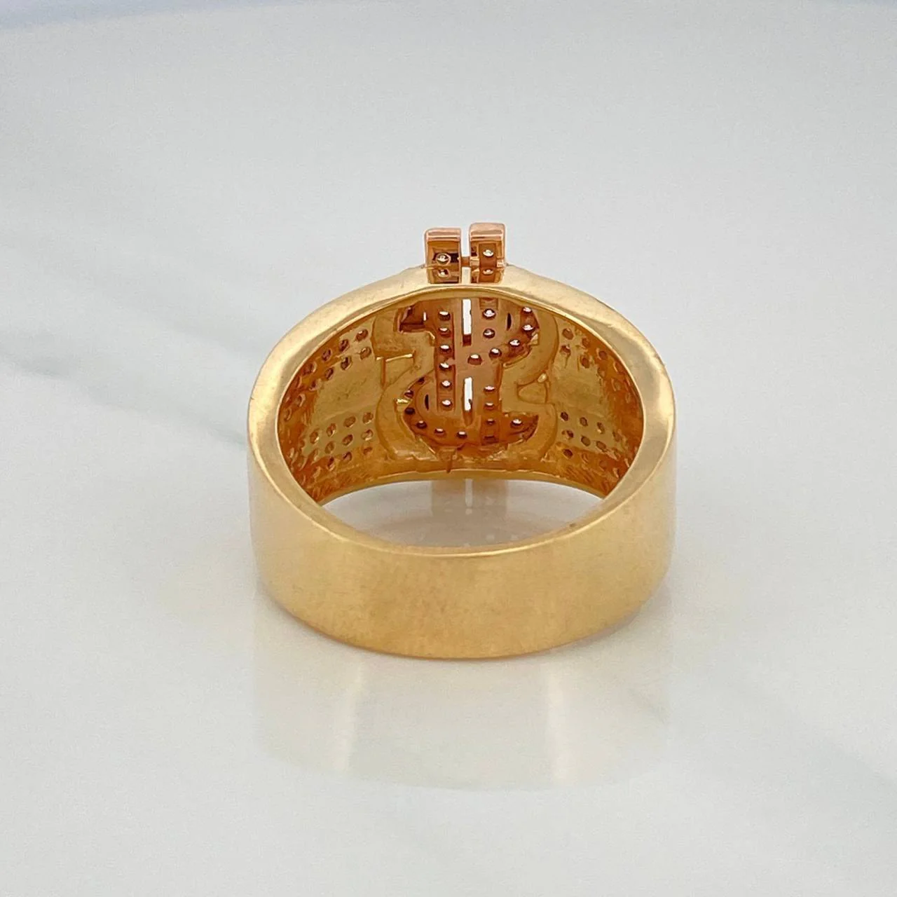 Anillo Signo Dólar 10 g / T9 Tres Oros 18K - Image 4