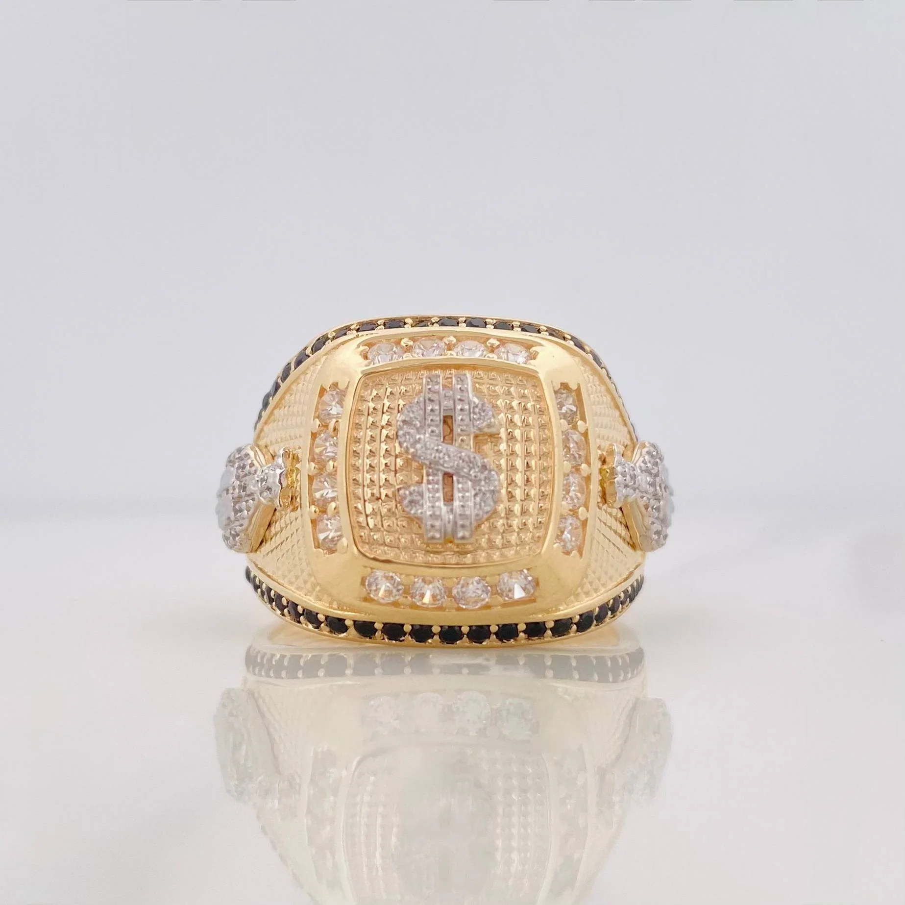 Anillo Signo Peso 11.5 g / T10 1/2 Dos Oros Amarillo Blanco 18K