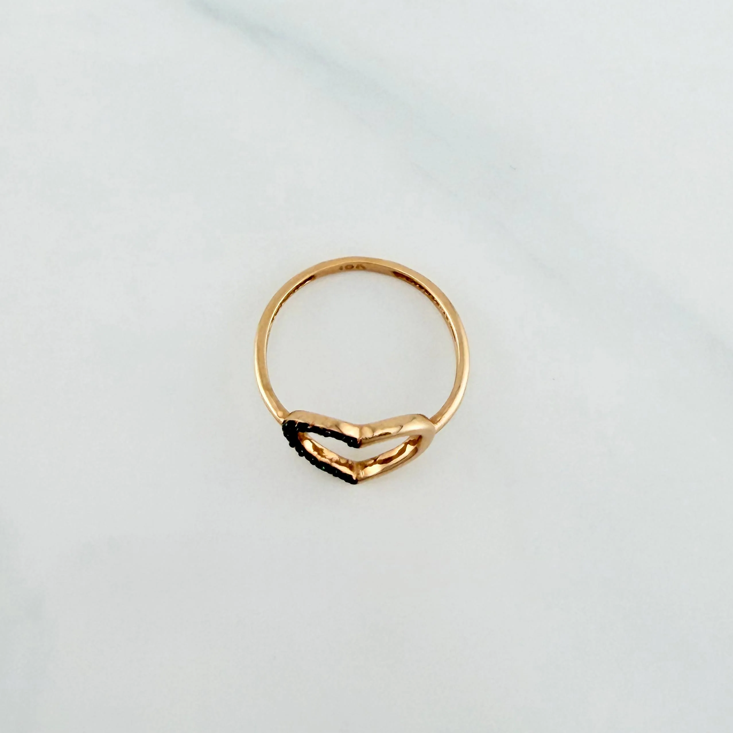 Anillo Silueta Corazon 1.45 g / T5 3/4 Dos Oros Negro Amarillo 18K - Image 4