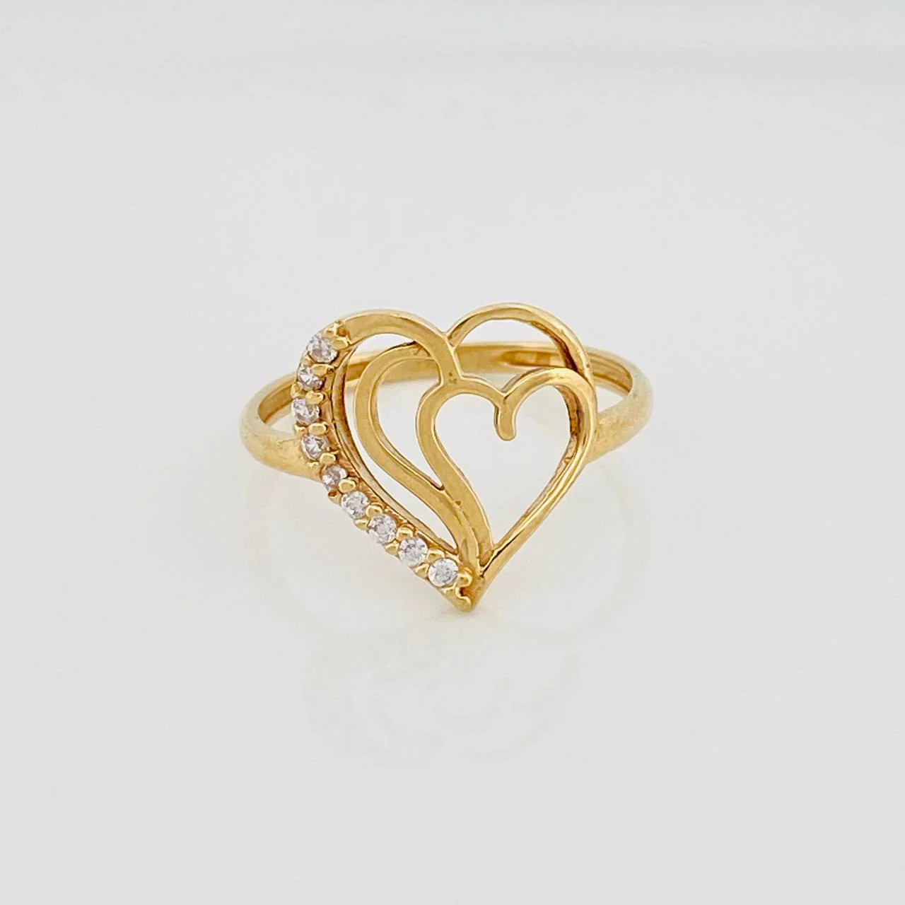 Anillo Silueta Corazón Doble 1.65g / T5 3/4 Oro Amarillo 18K