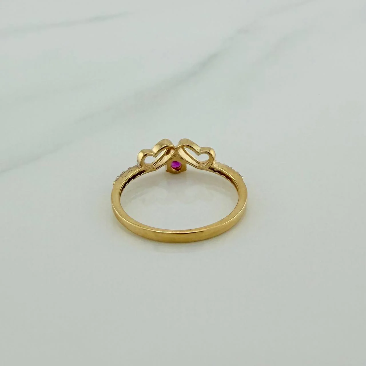 Anillo Silueta Corazón Doble 1.75gr / T6 1/2 / Dos Oros Amarillo Blanco 18K % - Image 4