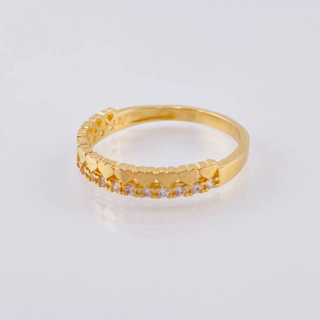 Anillo Solitario Carril Corazones 2.45 g / T6 Dos Oros Amarillo Blanco 18K - Image 2