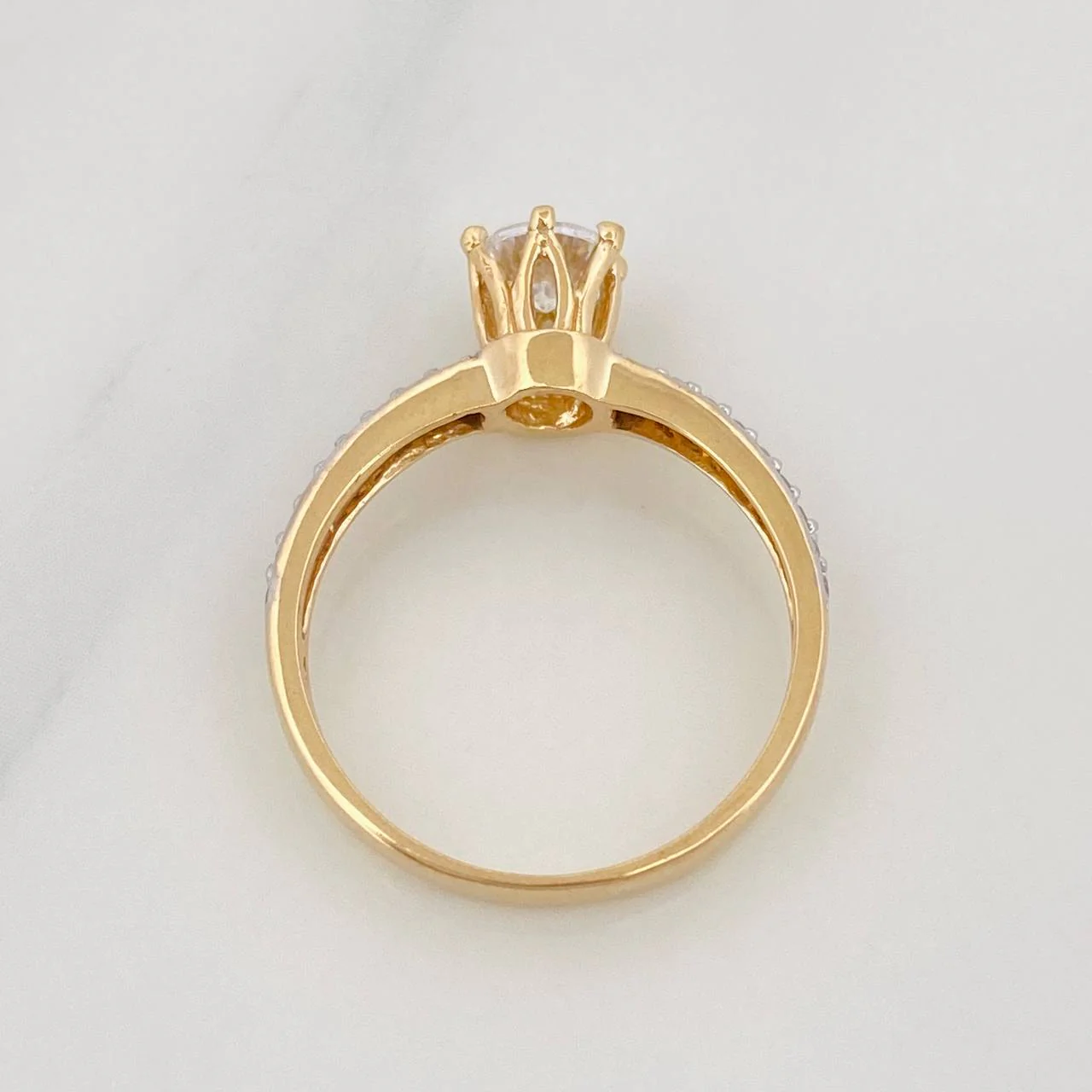 Anillo Solitario Churumbela 2.75g / T6 1/4 Dos Oros Amarillo Blanco 18K - Image 4