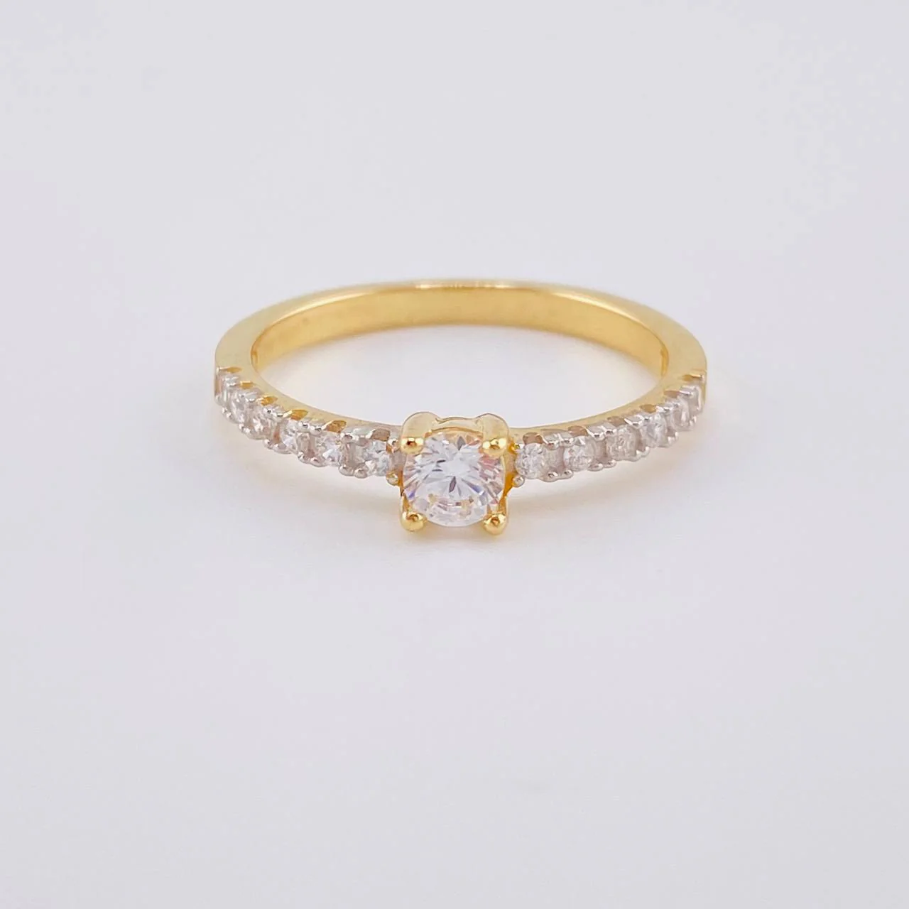 Anillo Solitario Churumbela Canasta Cuadrada 2.7 g / T8 Oro Amarillo 18K