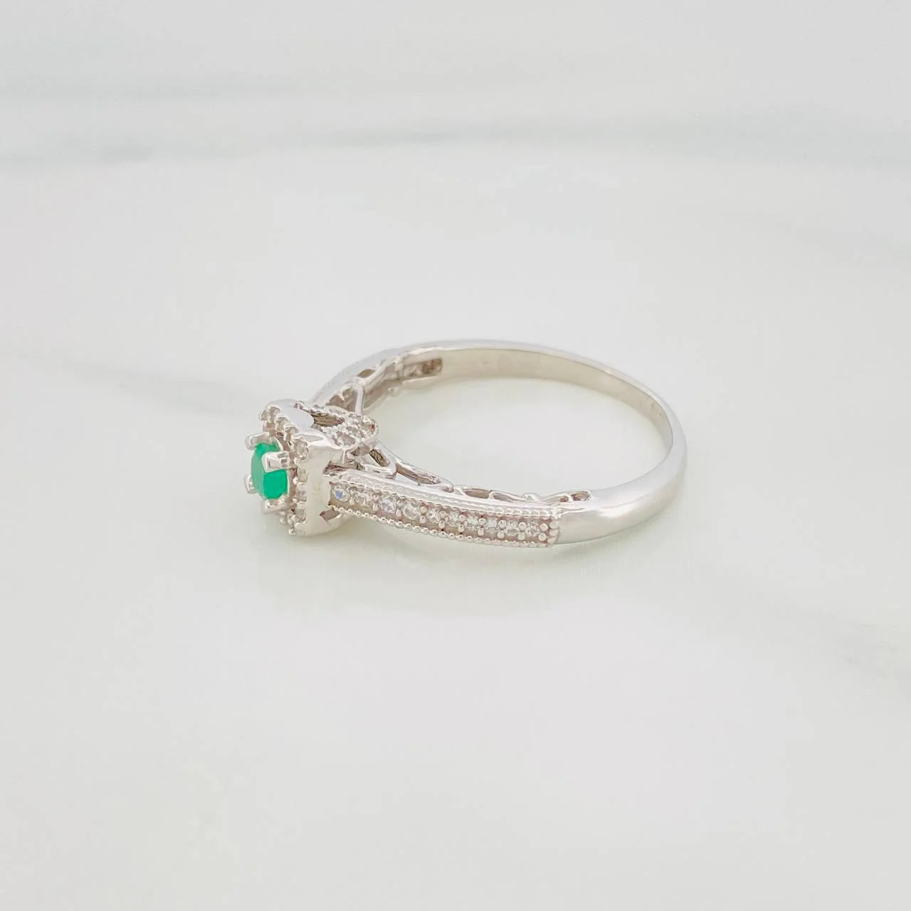 Anillo Solitario Churumbela Esmeralda 26Pts 2.45 g / T7 3/4 Plata 925 - Image 2