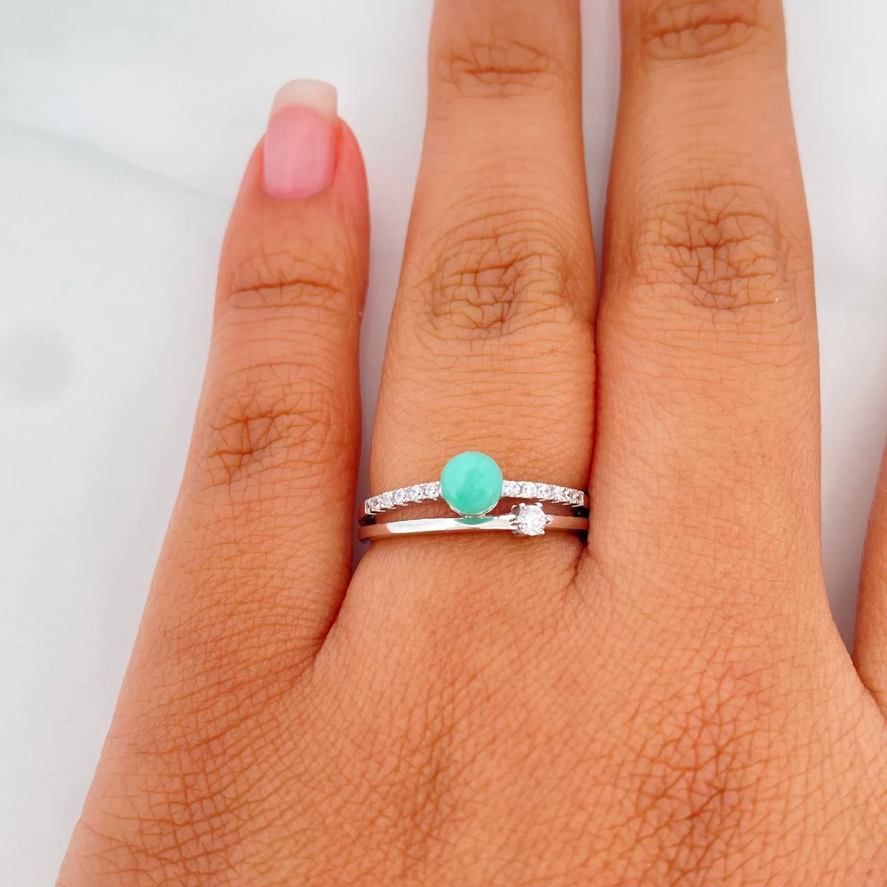Anillo Solitario Churumbela Esmeralda 72 Pts 1.95 g / T6 Plata 925 - Image 4