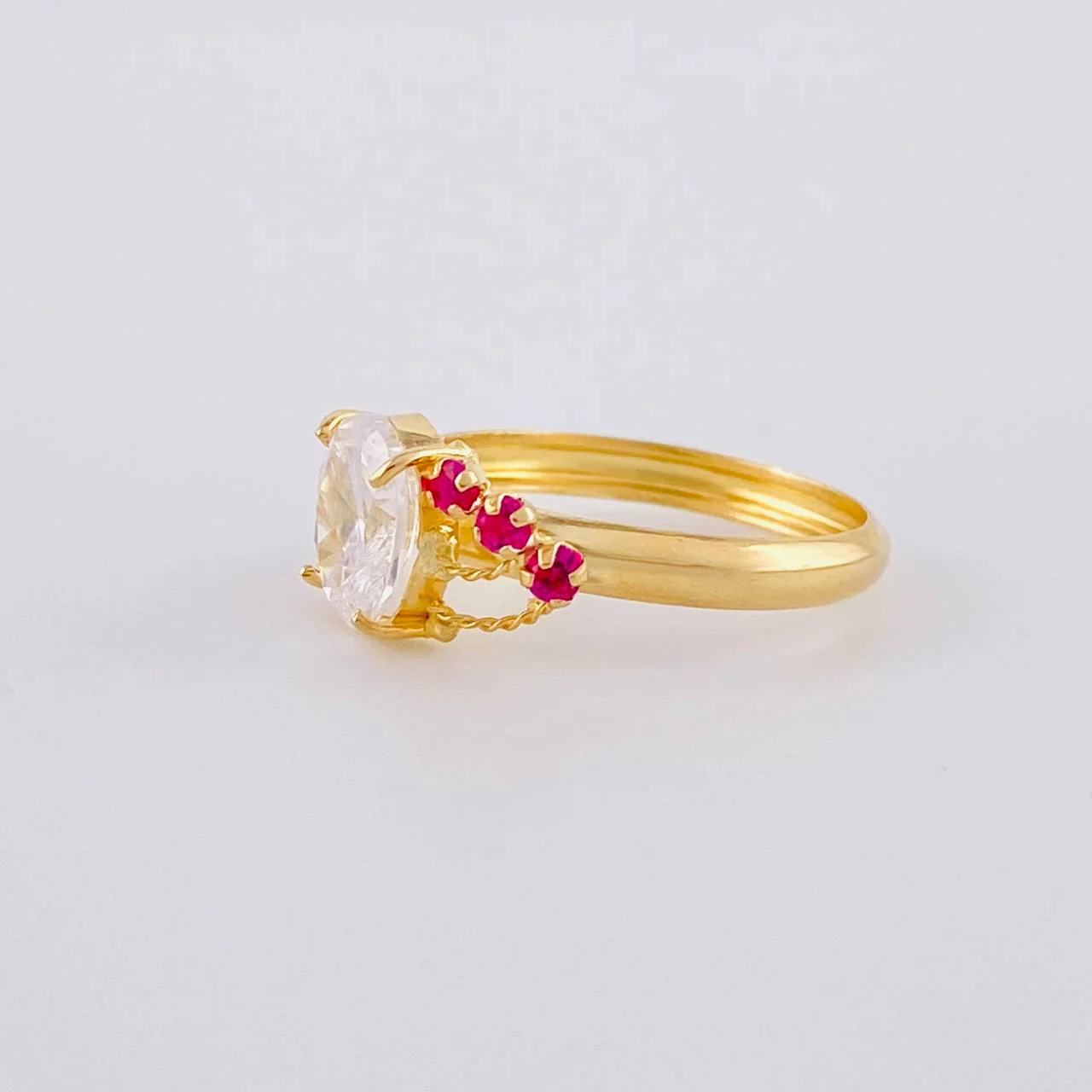 Anillo Solitario Cristal Real 1.7 g / T6 1/2 Oro Amarillo 18K - Image 2