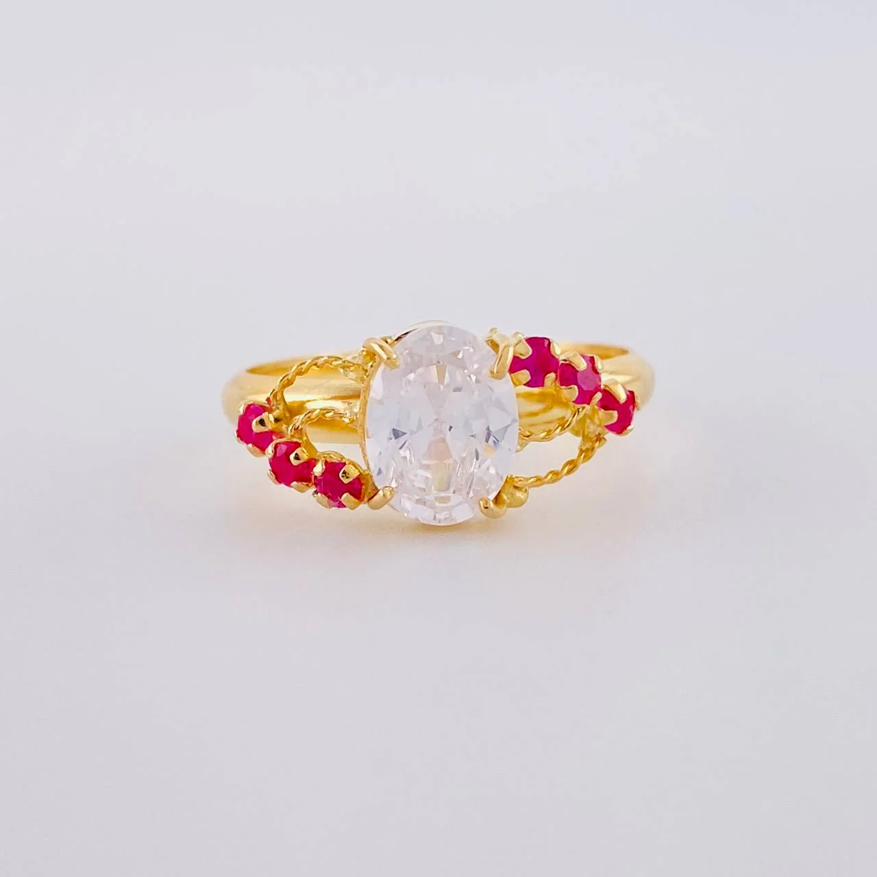Anillo Solitario Cristal Real 1.8 g / T8 1/4 Oro Amarillo 18K