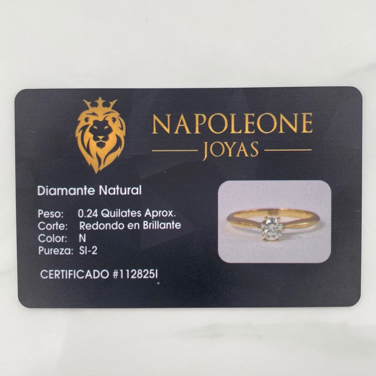 Anillo Solitario Diamante 24 Pts 1.6 g / T5 1/2 Oro Amarillo 18K - Image 5