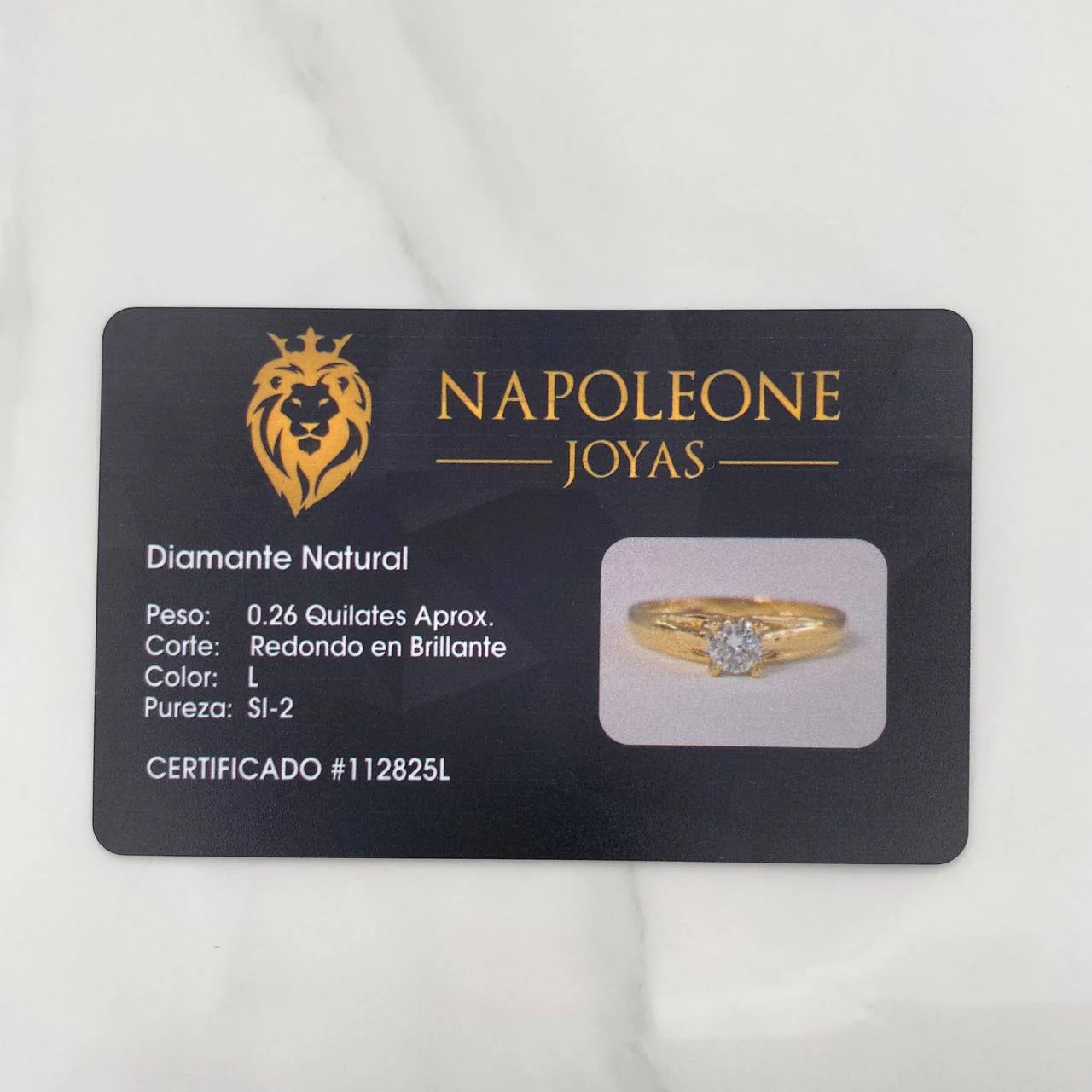 Anillo Solitario Diamantes 26Pts 2.25 g / T7 Oro Amarillo 18K - Image 5