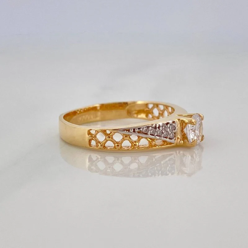 Anillo Solitario Enmallado 3.2 g / T7 Dos Oros Amarillo Blanco 18K - Image 3