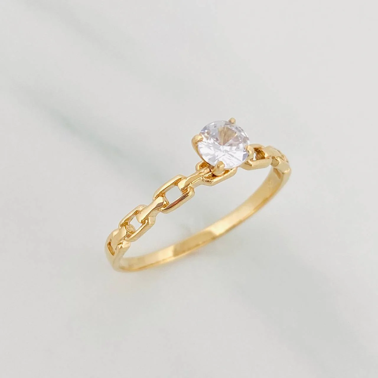 Anillo Solitario Eslabon 1.45 g / T7 Oro Amarillo 18K - Image 2