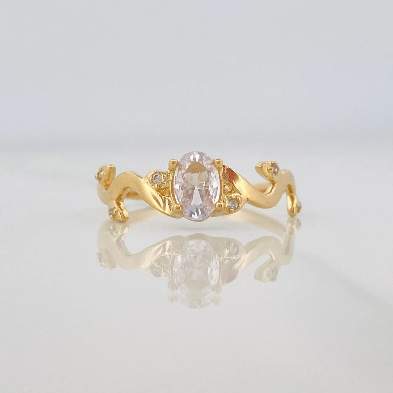 Anillo Solitario Hojas 2g / T6 3/4 Oro Amarillo 18K