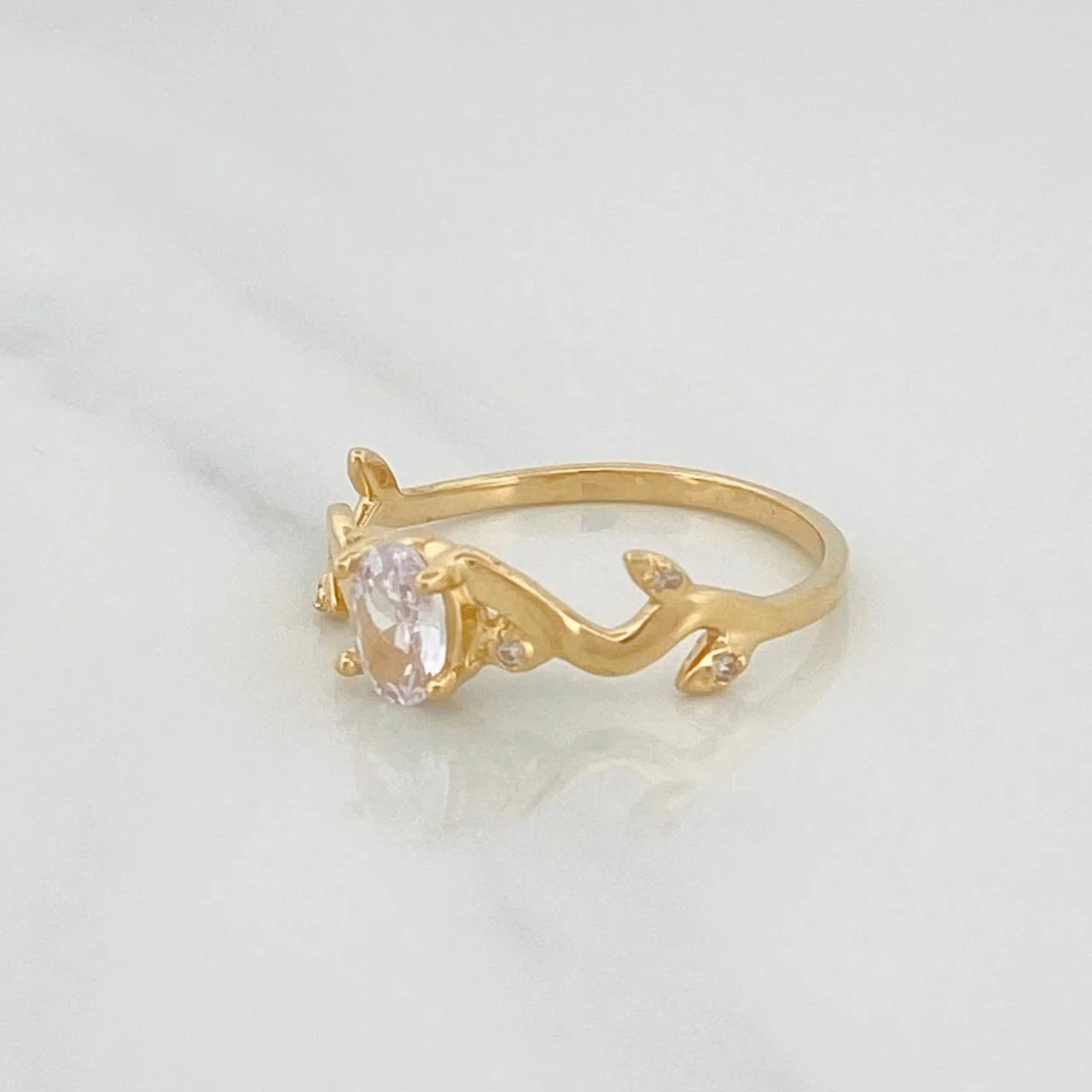 Anillo Solitario Hojas 2g / T6 3/4 Oro Amarillo 18K - Image 3