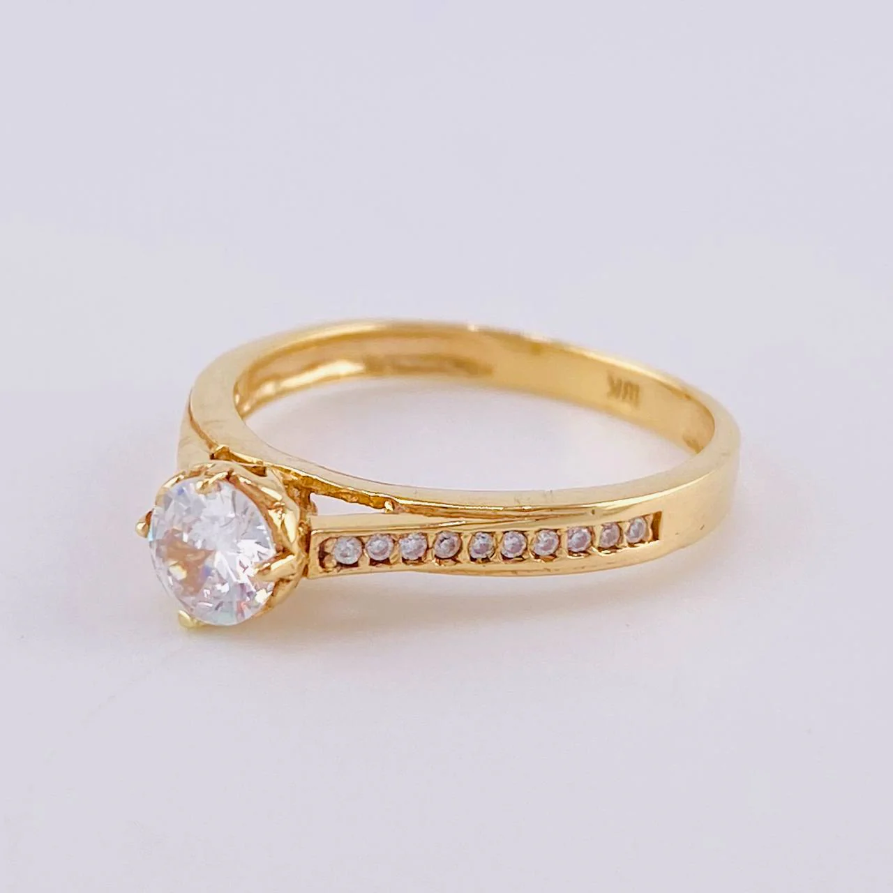 Anillo Solitario Puente 2.3 g / T6 1/2 Dos Oros Amarillo Blanco 18K - Image 2