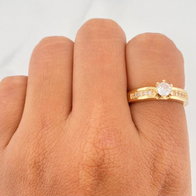 Anillo Solitario Puente 3.5 g / T6 1/4 Oro Amarillo 18K - Image 4