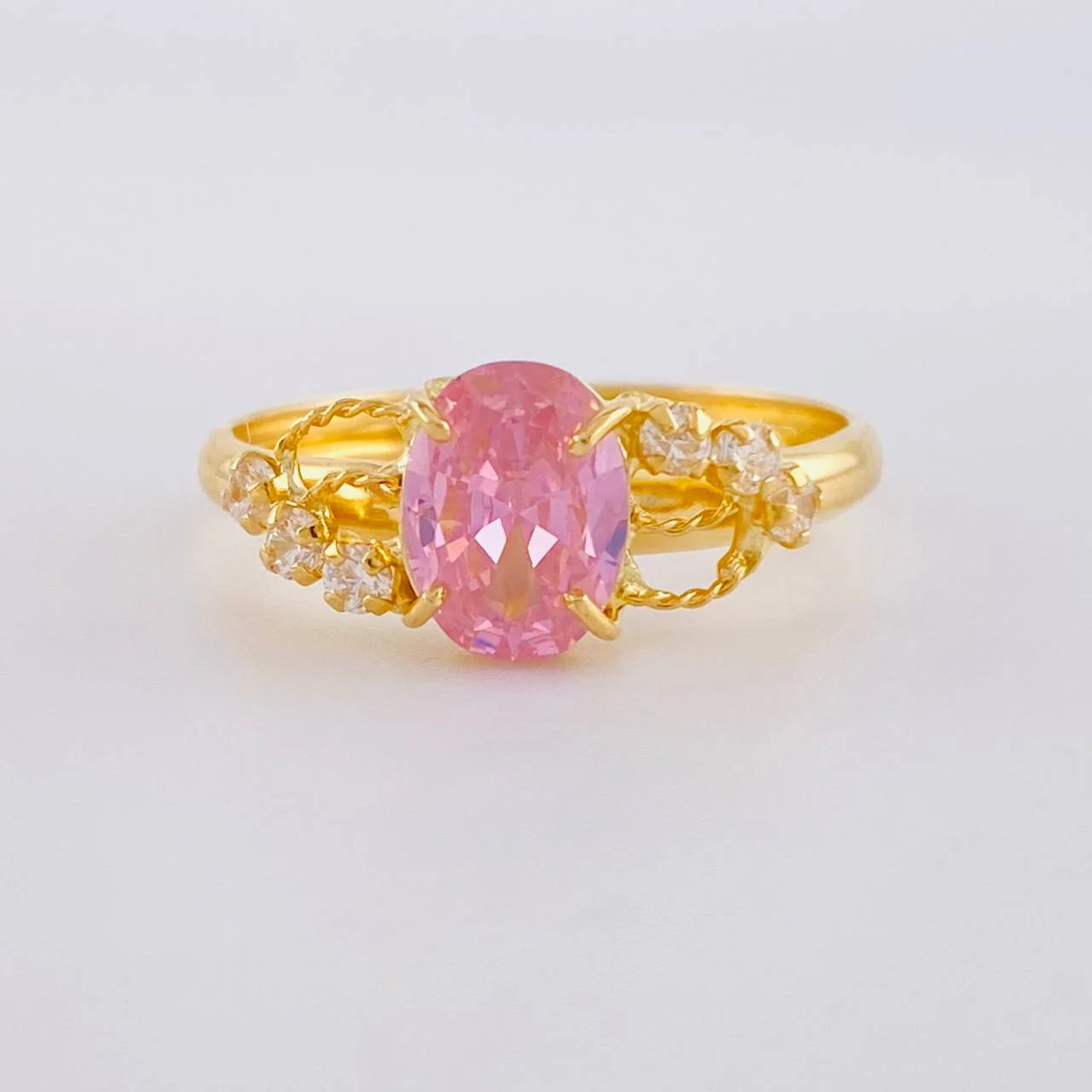 Anillo Solitario Rosa Real 1.9 g / T8 1/2 Oro Amarillo 18K