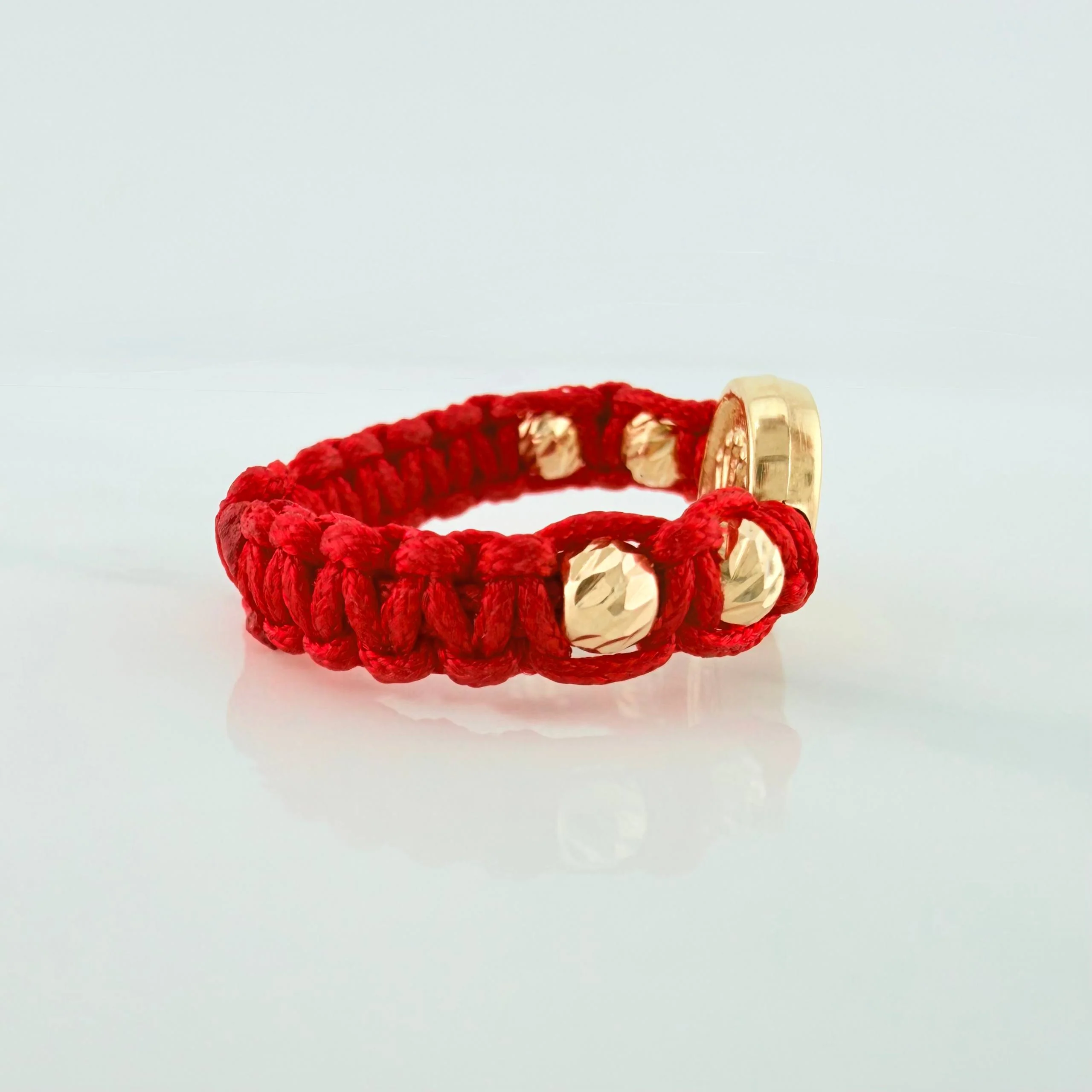 Anillo Tejido Rojo Herraje Corona 0.75 g / T8 Oro Amarillo 18K - Image 4