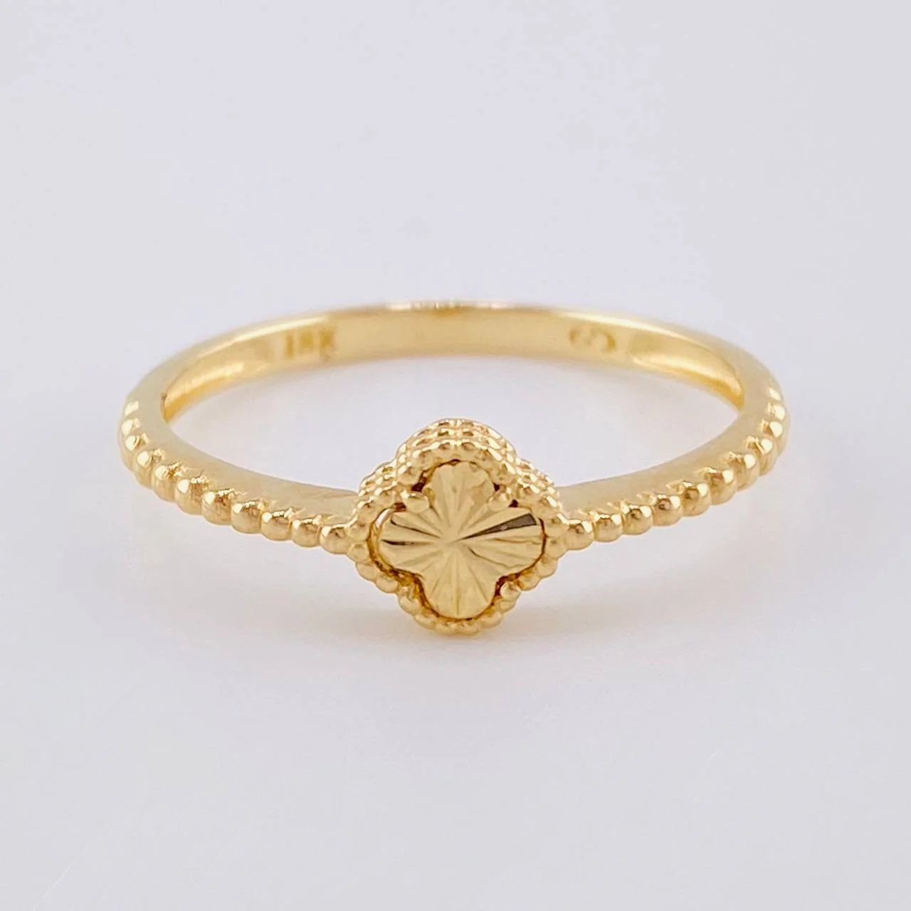 Anillo Trebol Burbujas 1.45 g / T5 3/4 Oro Amarillo 18K