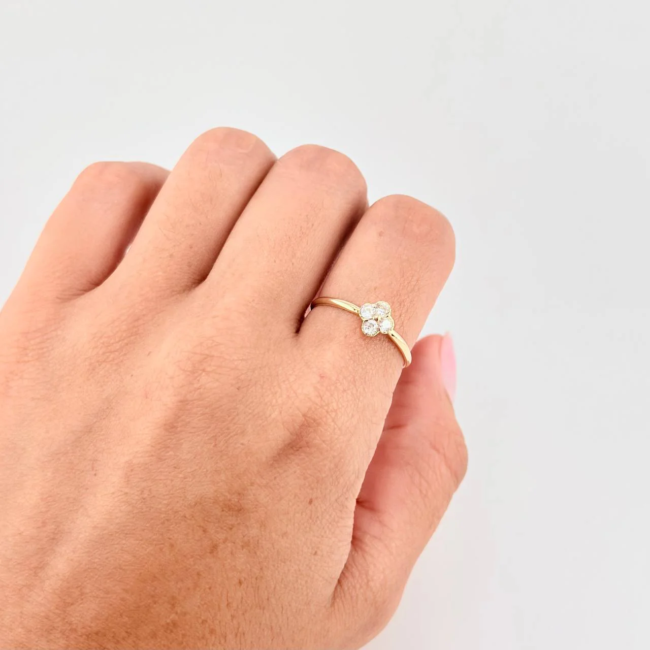 Anillo Trébol Cuatro Hojas 1.5 g / T8 1/4 Oro Amarillo 18K - Image 4