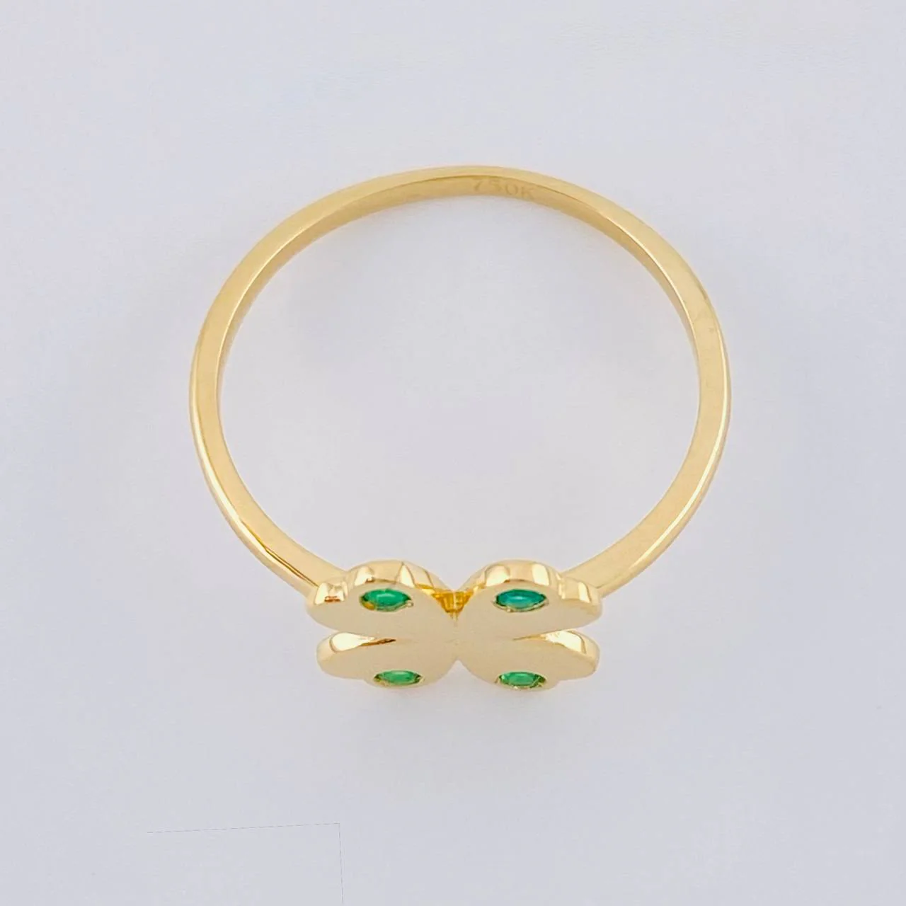 Anillo Trebol Esmeraldas 7Pts 1.8 g / T6 1/2 Oro Amarillo 18K - Image 3