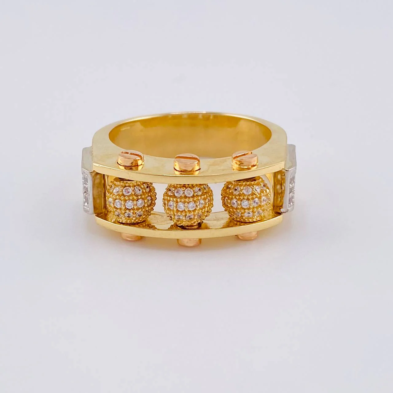 Anillo Trio Bolas De Fuego 12.35 g / T10 3/4 Tres Oros 18K