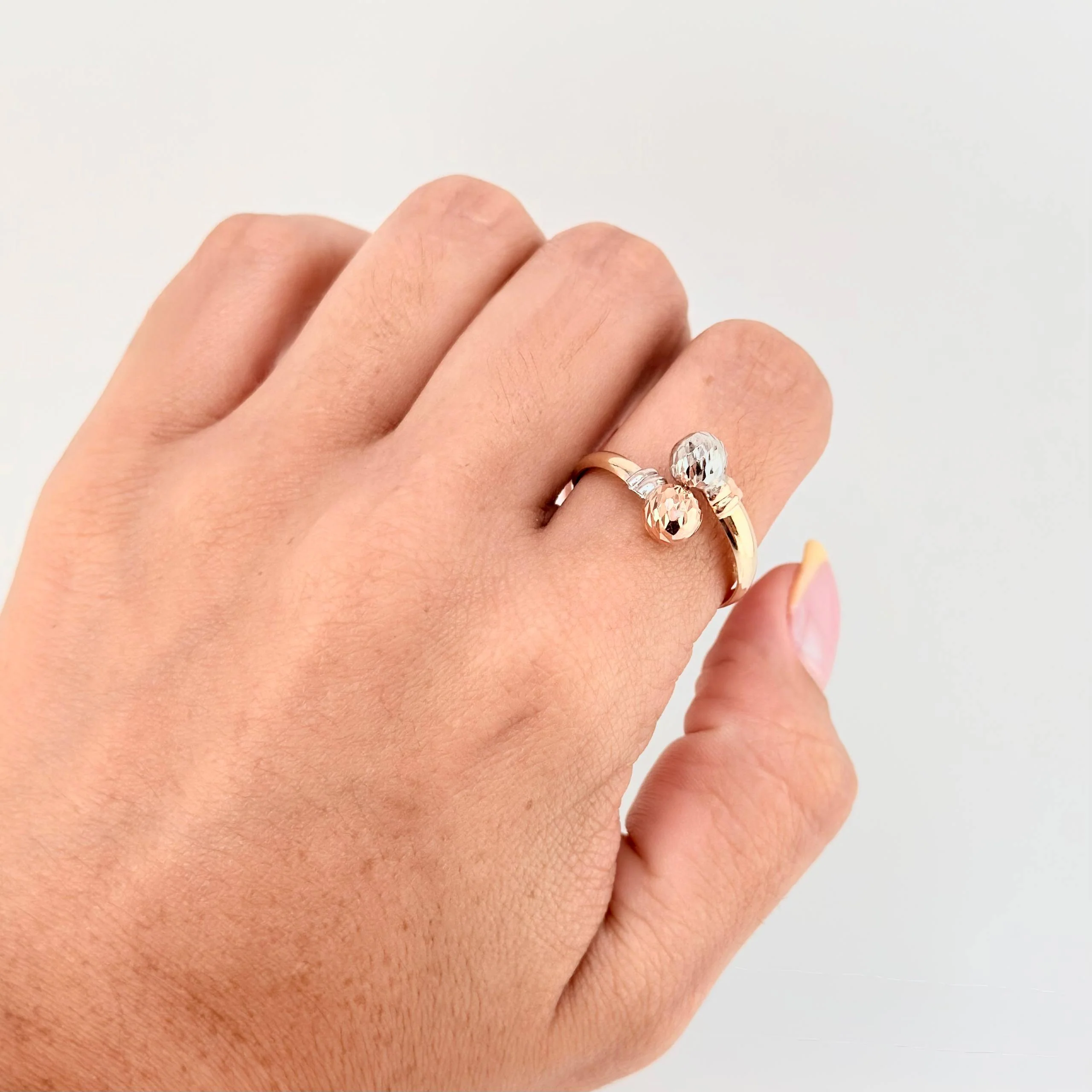 Anillo Tu Y Yo Diamantado 2.15gr / T7 1/2 / Tres Oros 18K - Image 4