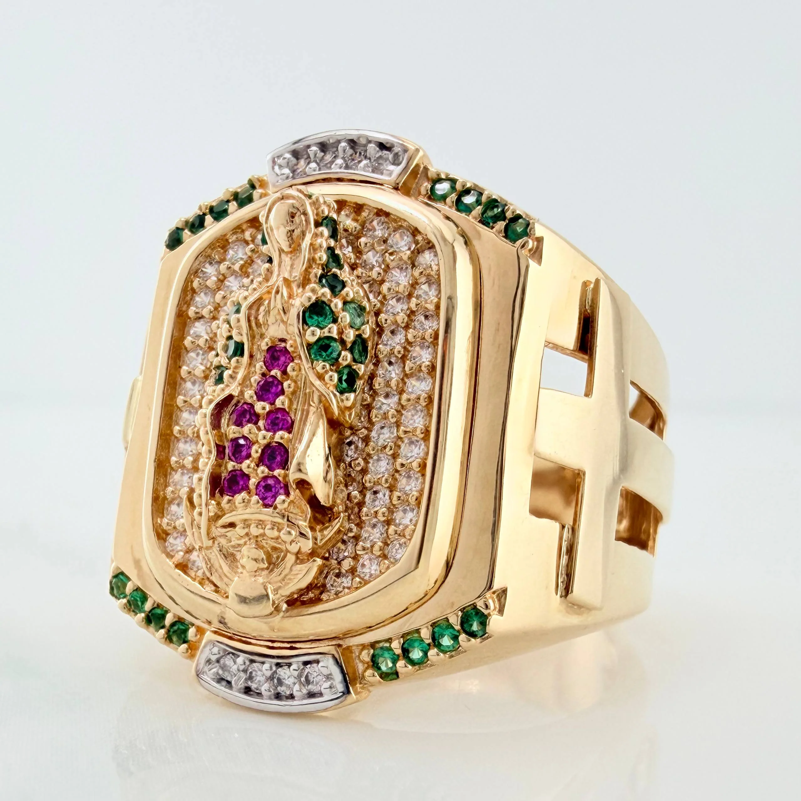 Anillo Virgen De Guadalupe 12.35 g / T9 1/2 Dos Oros Amarillo Blanco 18K - Image 5