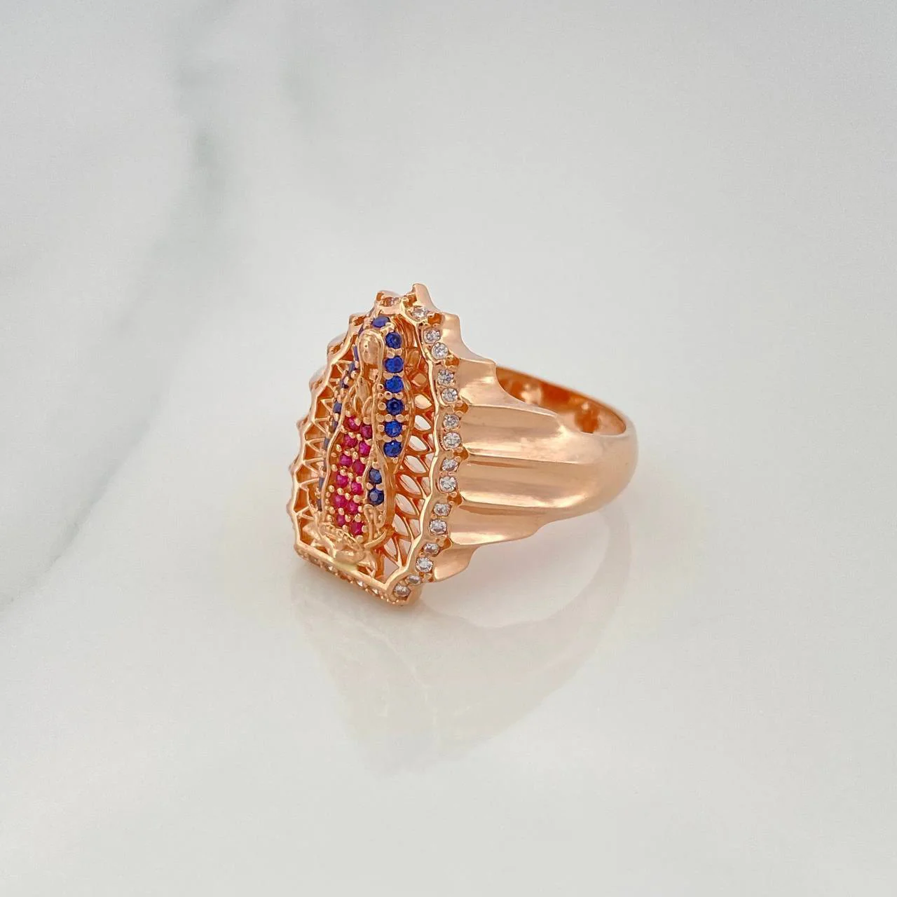 Anillo Virgen De Guadalupe 6.4 g / T7 1/2 Oro Rosa 18K - Image 3