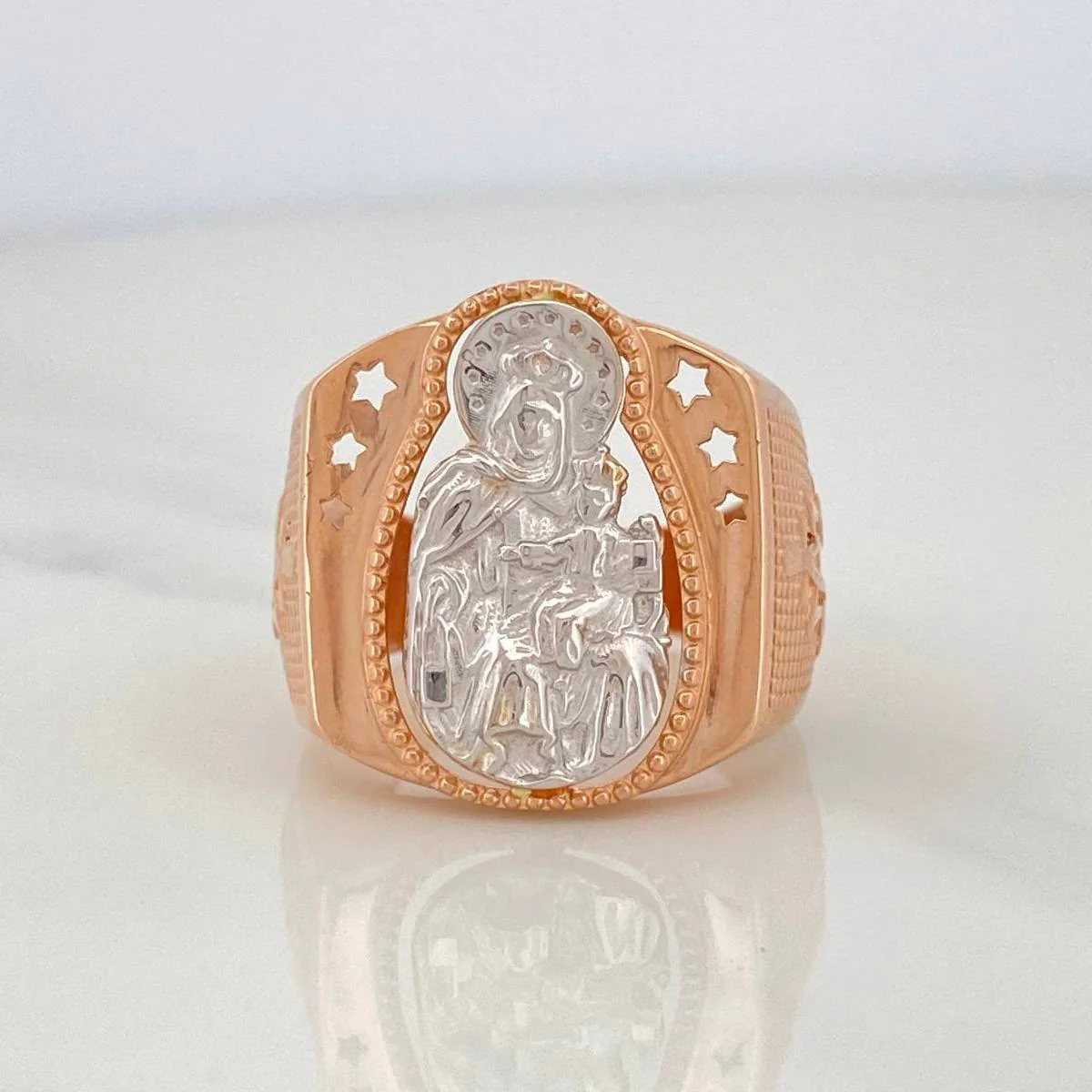 Anillo Virgen Del Carmen 7.75 g / T10 1/4 Tres Oros 18K