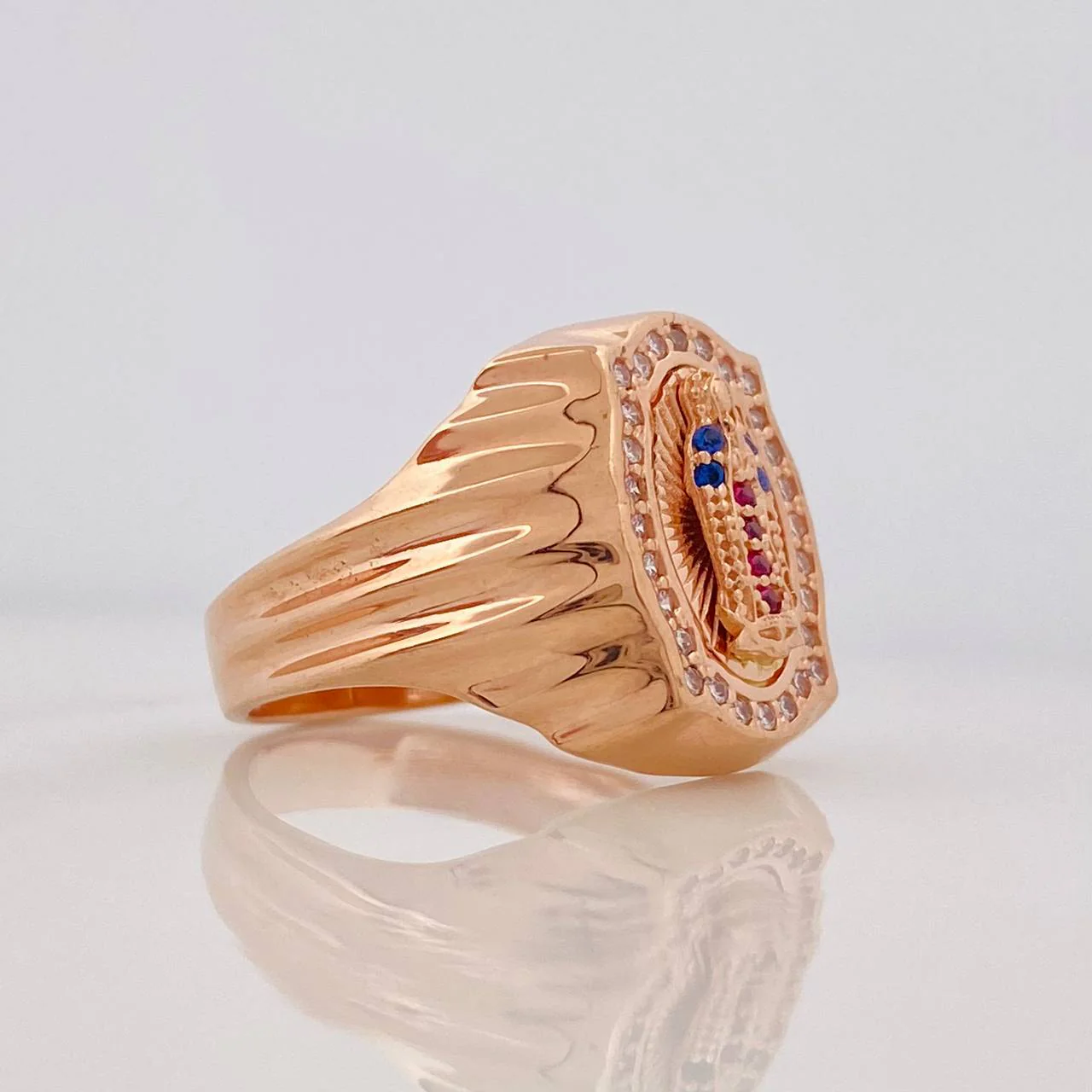 Anillo Virgen Guadalupe 5.9g / T7 3/4 Oro Rosa 18K - Image 2