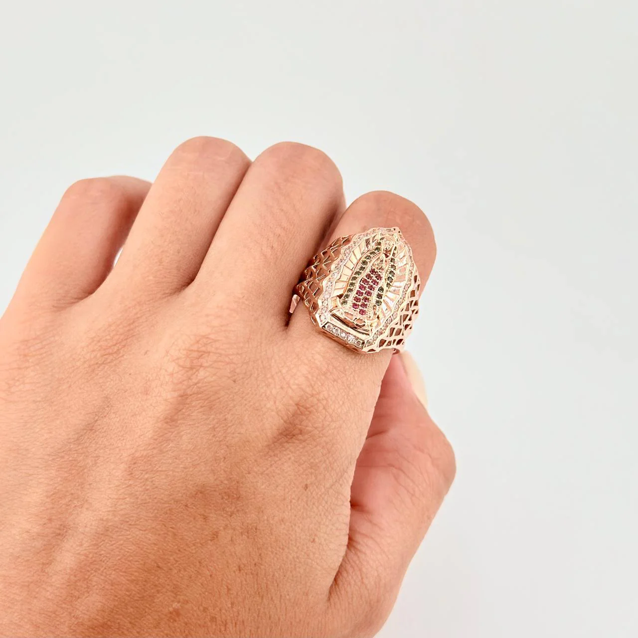 Anillo Virgen Guadalupe 7.7 g / T10 3/4 Oro Rosa 18K - Image 4