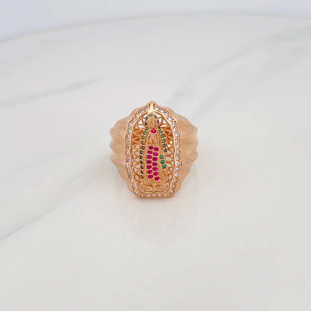 Anillo Virgen Guadalupe 9g / T12 Oro Rosa 18K