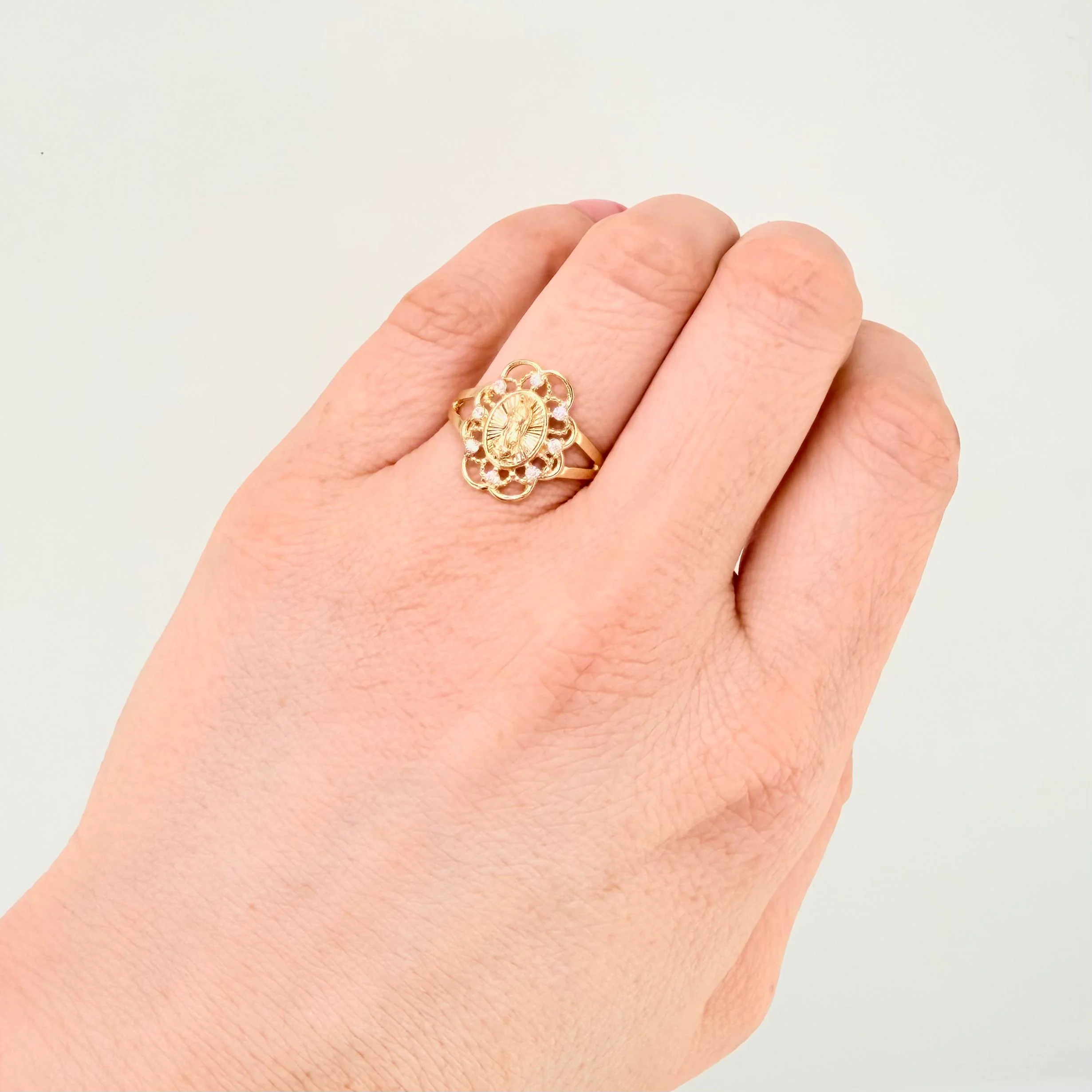 Anillo Virgen Guadalupe Bardera 2.2gr / T6 / Oro Amarillo 18K - Image 4