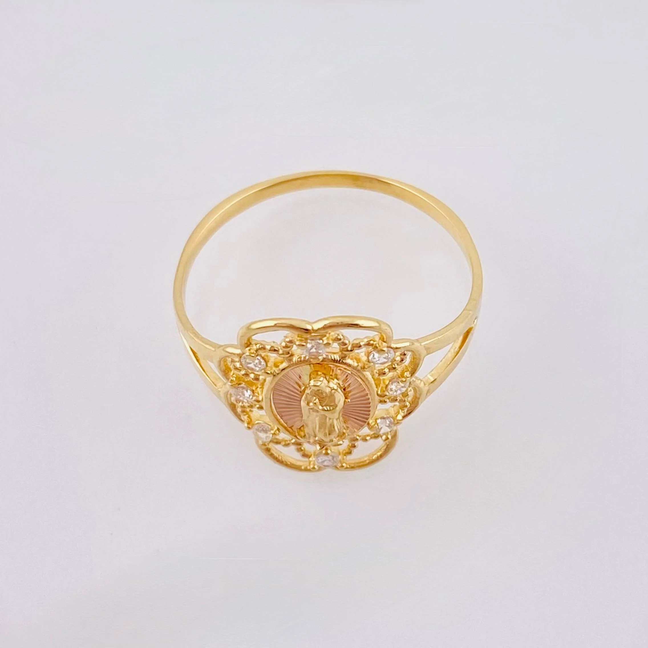 Anillo Virgen Guadalupe Bardera 2gr / T6 3/4 / Dos Oros Amarillo Rosa 18K - Image 3