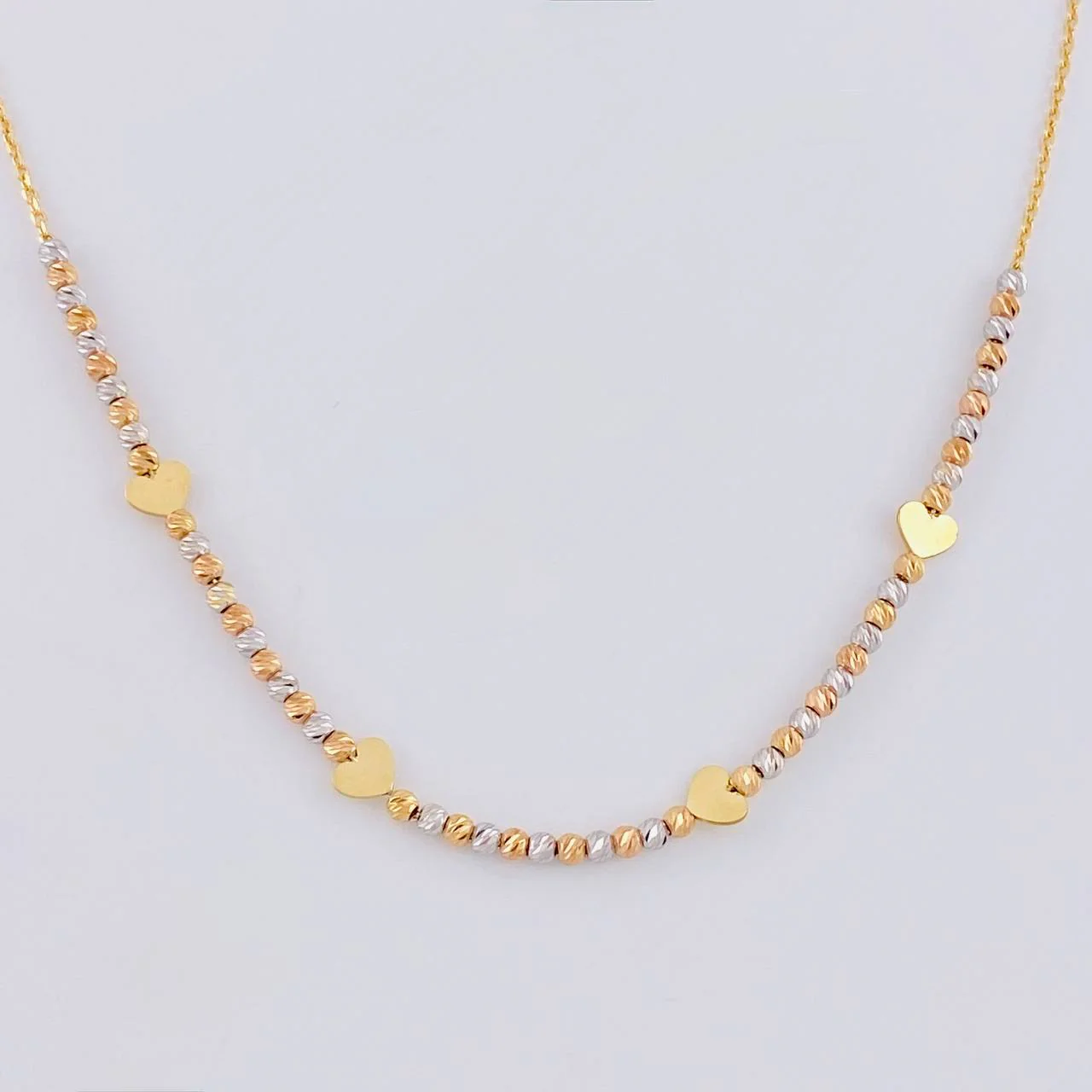 Cadena Aro Seguido El Quinto Corazón 3.2 g / 44.5 cm / 0.75 mm Tres Oros 18K