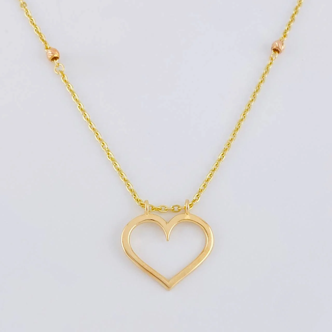 Cadena Aro Seguido Silueta Corazón 3.7 g / 43.5 cm / 1.6 mm Dos Oros Negro Amarillo 18K