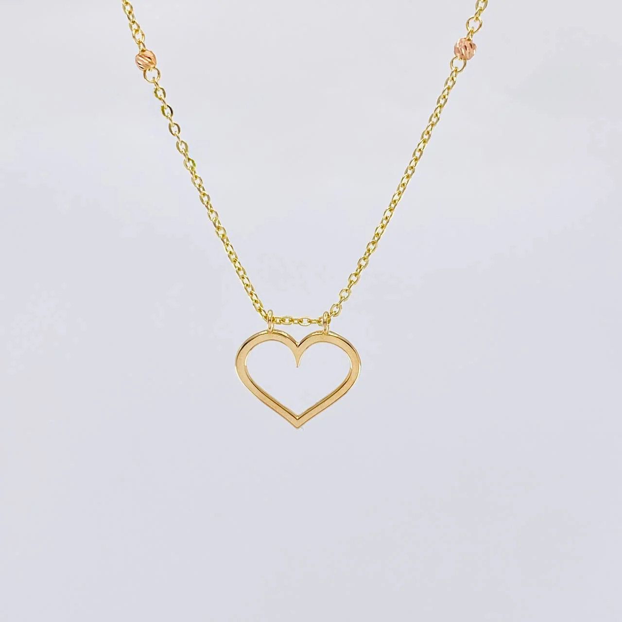 Cadena Aro Seguido Silueta Corazón 3.7 g / 43.5 cm / 1.6 mm Dos Oros Negro Amarillo 18K - Image 2