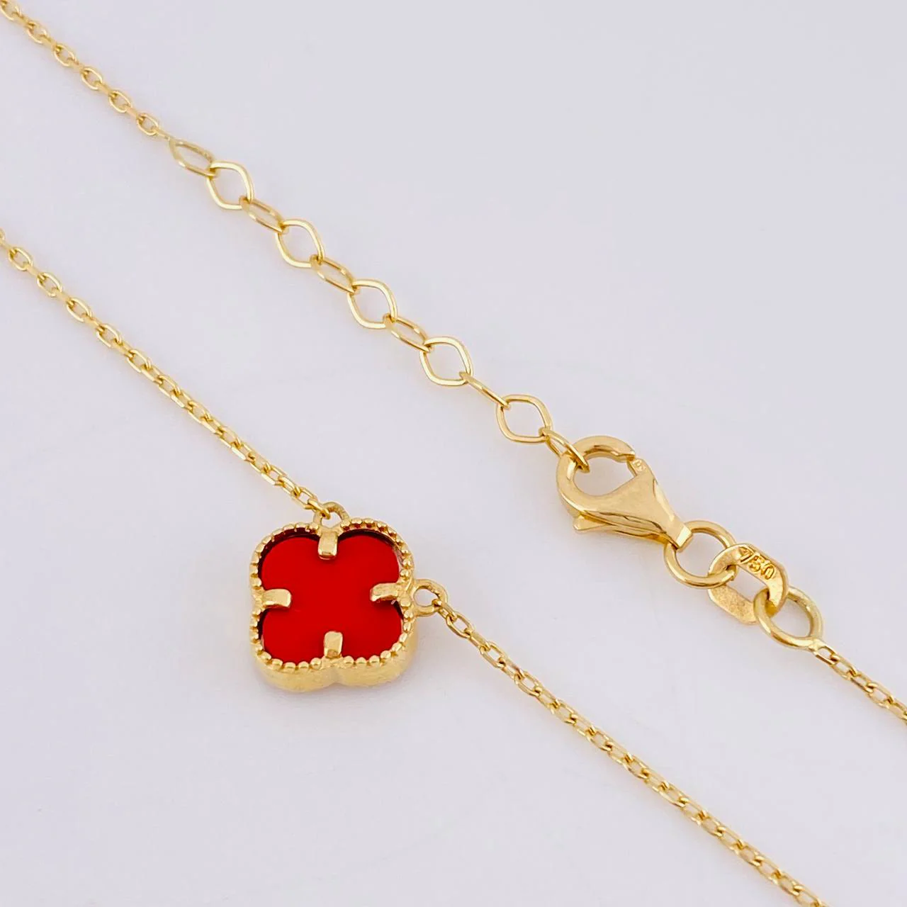 Cadena Aro Seguido Trebol Rojo 2.65gr / 41cm-43.5cm / 1mm Oro Amarillo 18K - Image 3