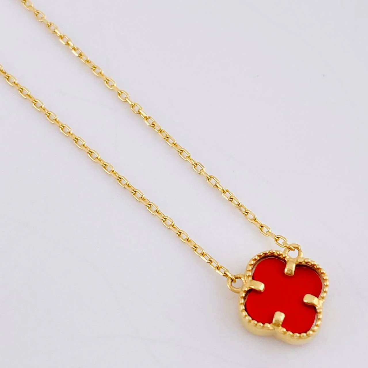 Cadena Aro Seguido Trebol Rojo 2.65gr / 41cm-43.5cm / 1mm Oro Amarillo 18K - Image 4