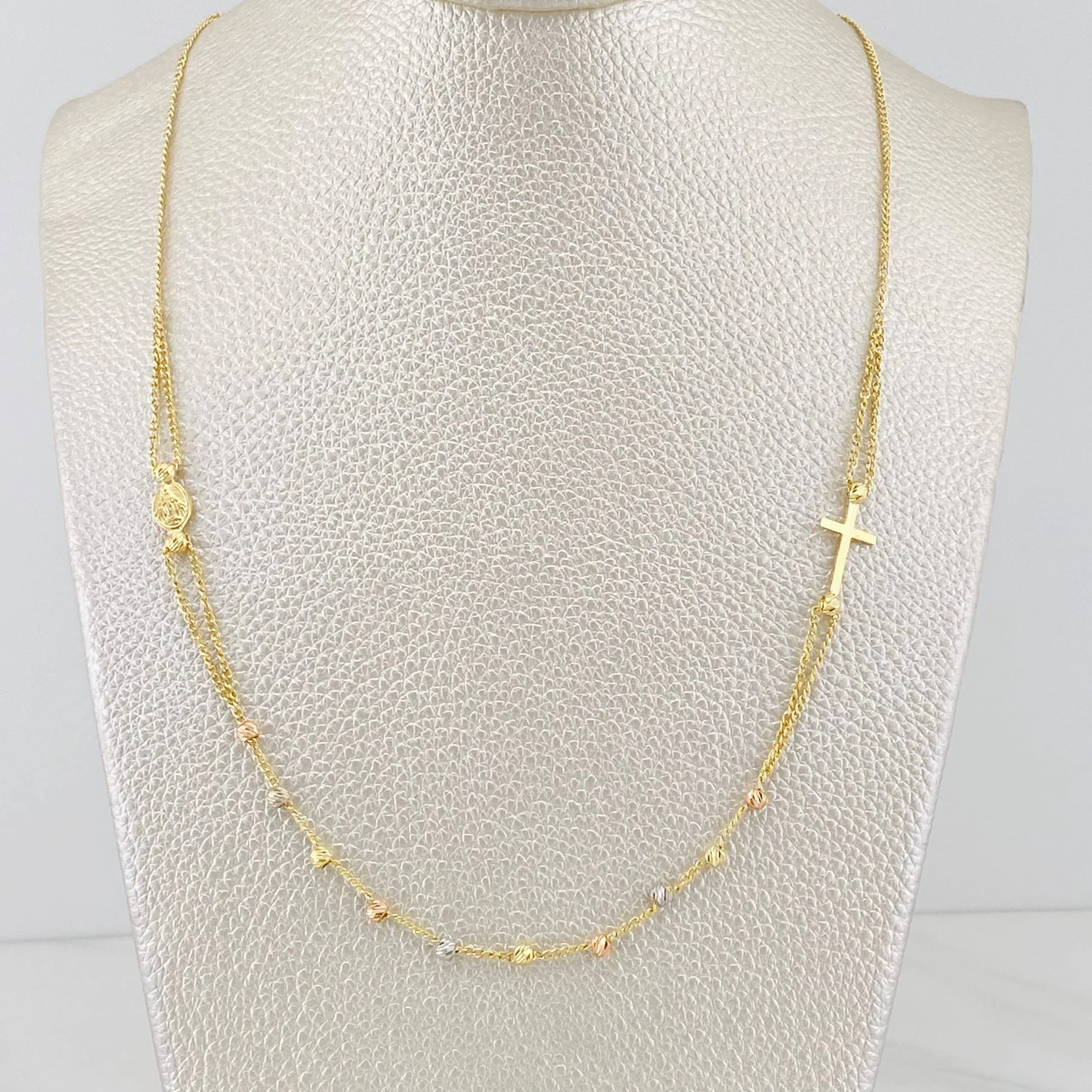Cadena Cruz Virgen Milagrosa 3.85g / 45cm / 3mm Tres Oros 18K - Image 6