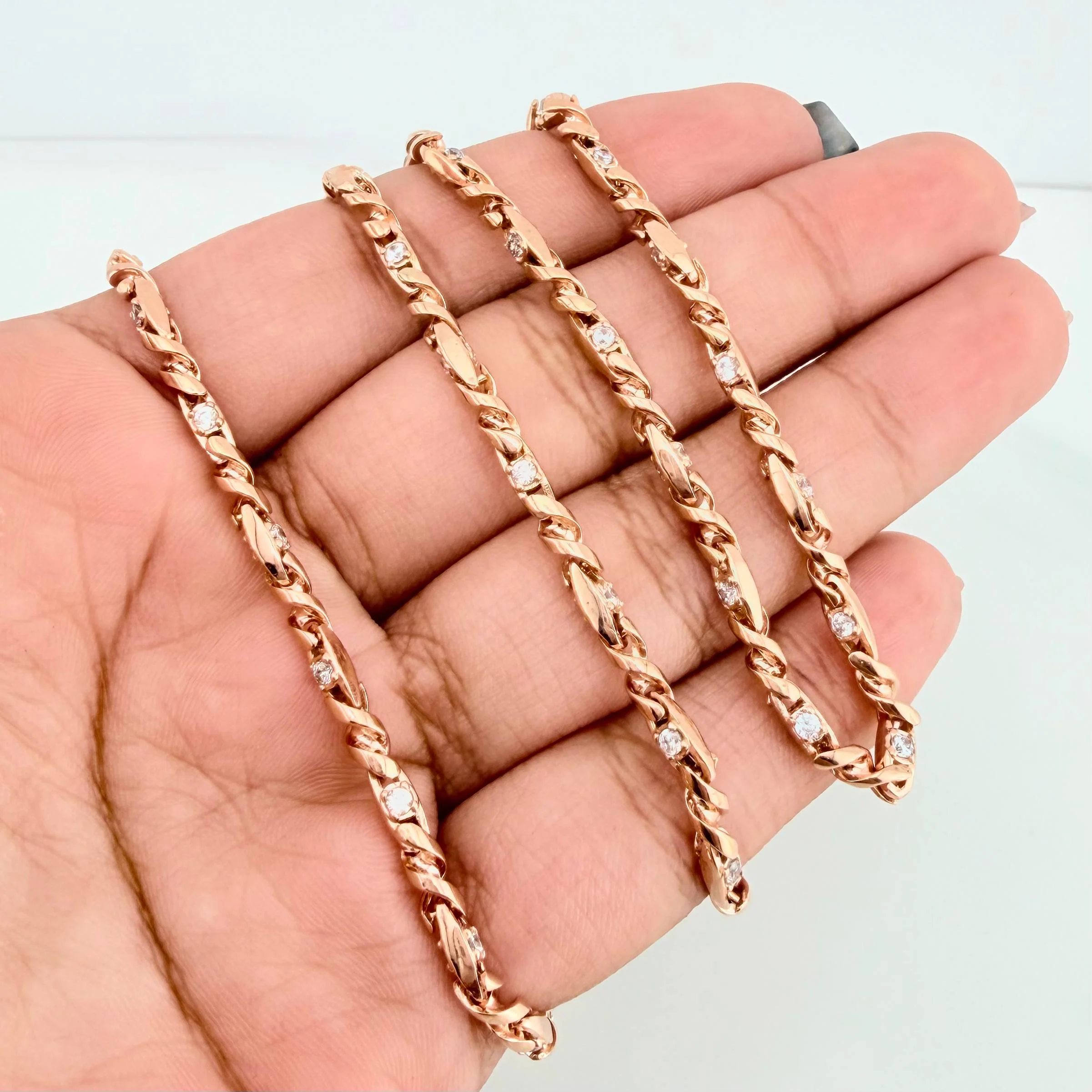 Cadena Dubai Trenzada 23.4 g / 50.5 cm / 3 mm Oro Rosa 18K - Image 4