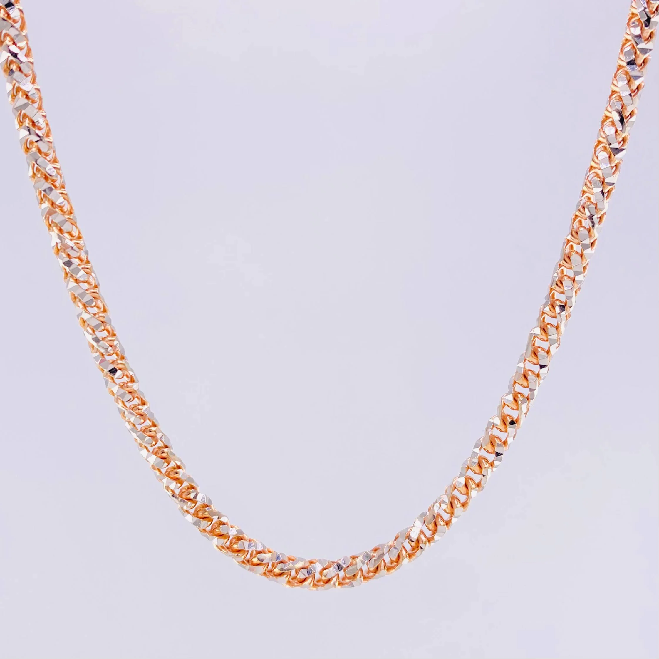 Cadena Franco 34.1g / 60.5cm / 3.15mm Dos Oros Blanco Rosa 18K