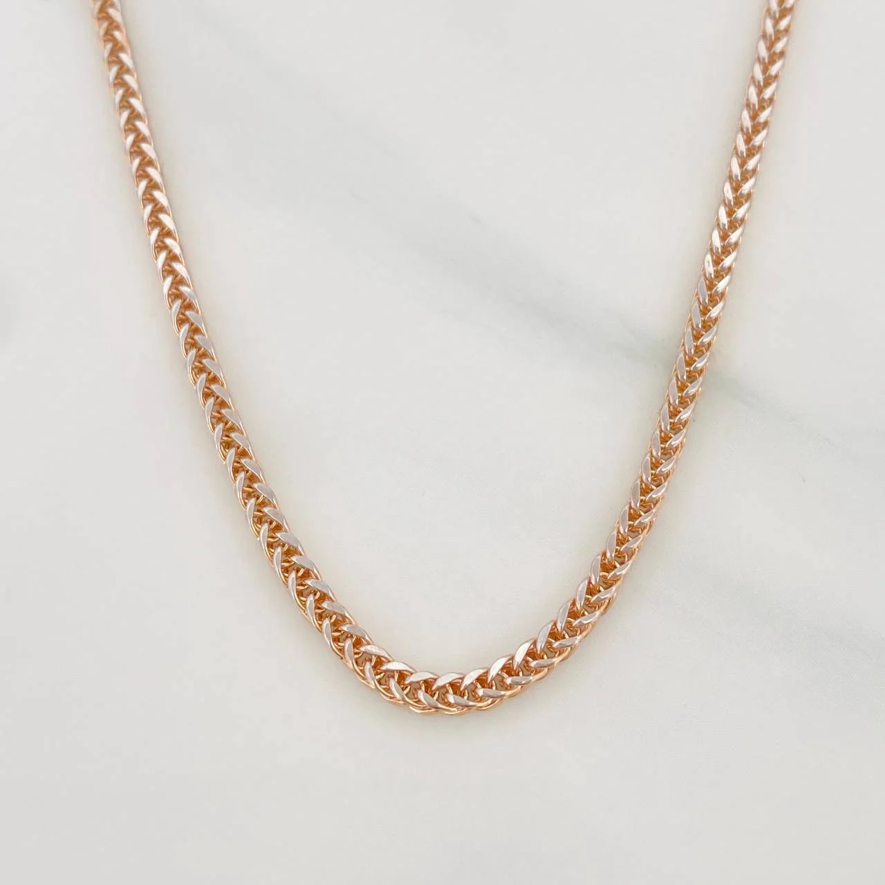 Cadena Franco 5.45g / 60cm / 1.5mm Dos Oros Blanco Rosa 18K