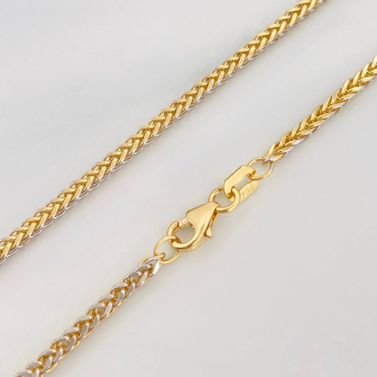 Cadena Franco 5.5g / 60cm / 1.54mm Dos Oros Amarillo Blanco 18K - Image 3