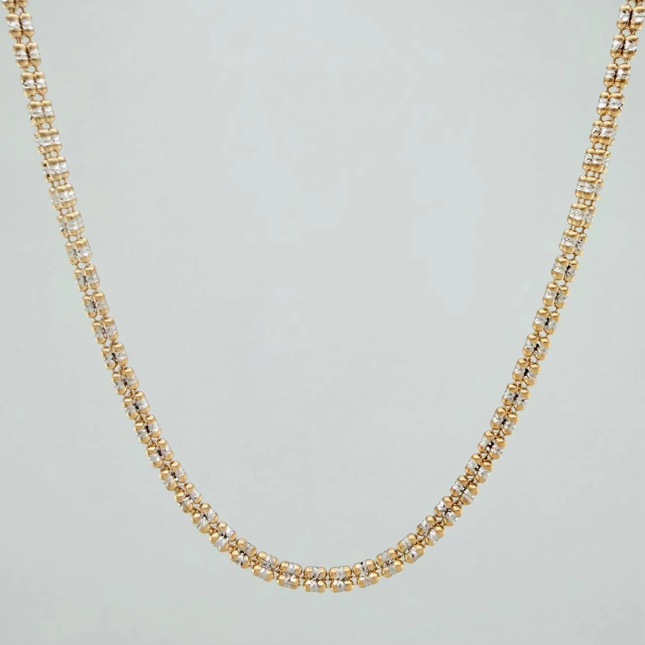 Cadena Ice 10.45gr / 55cm / 2.4mm Dos Oros Amarillo Blanco +4 18K $