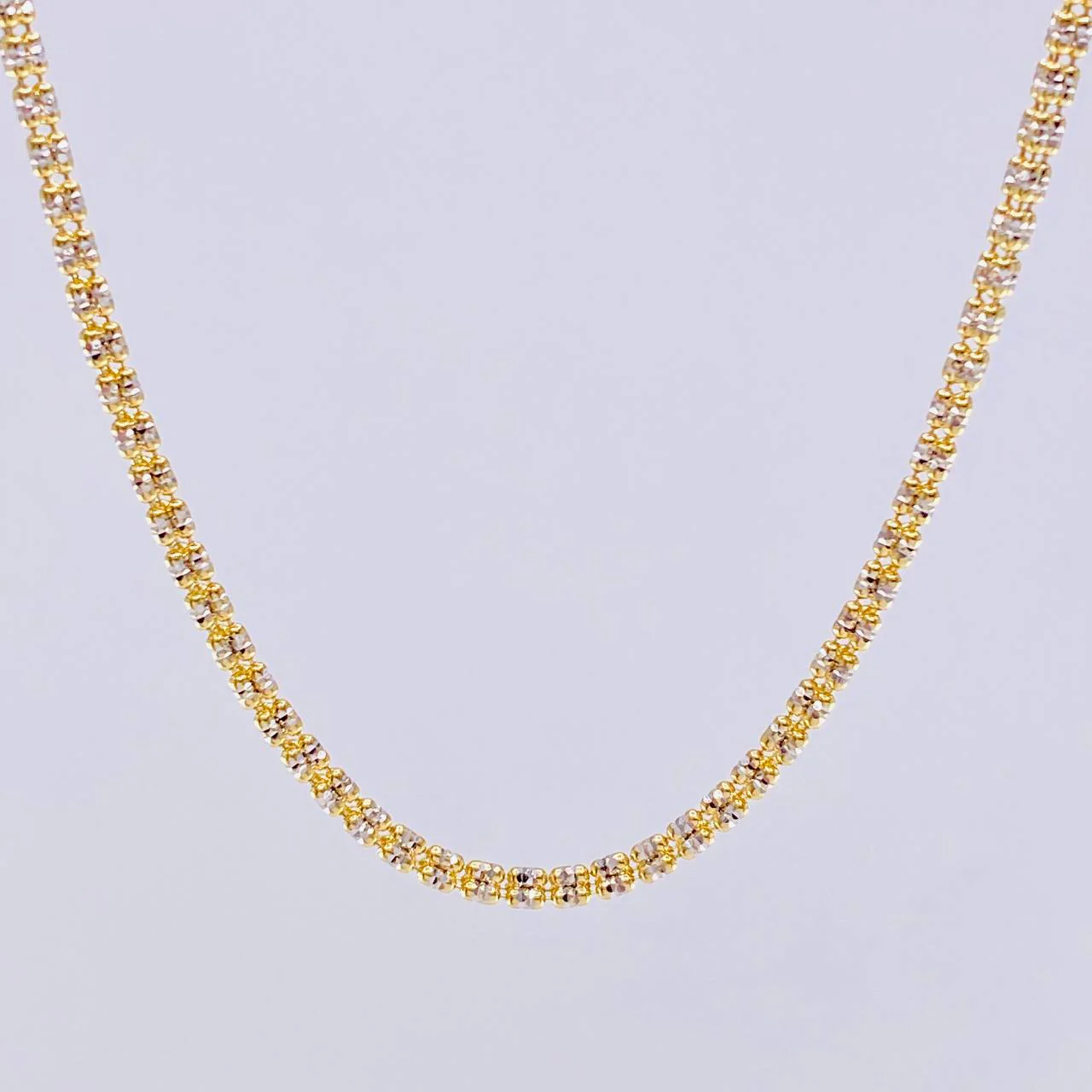 Cadena Ice 12.3 g / 60.4 cm / 2.4 mm Dos Oros Amarillo Blanco 18K